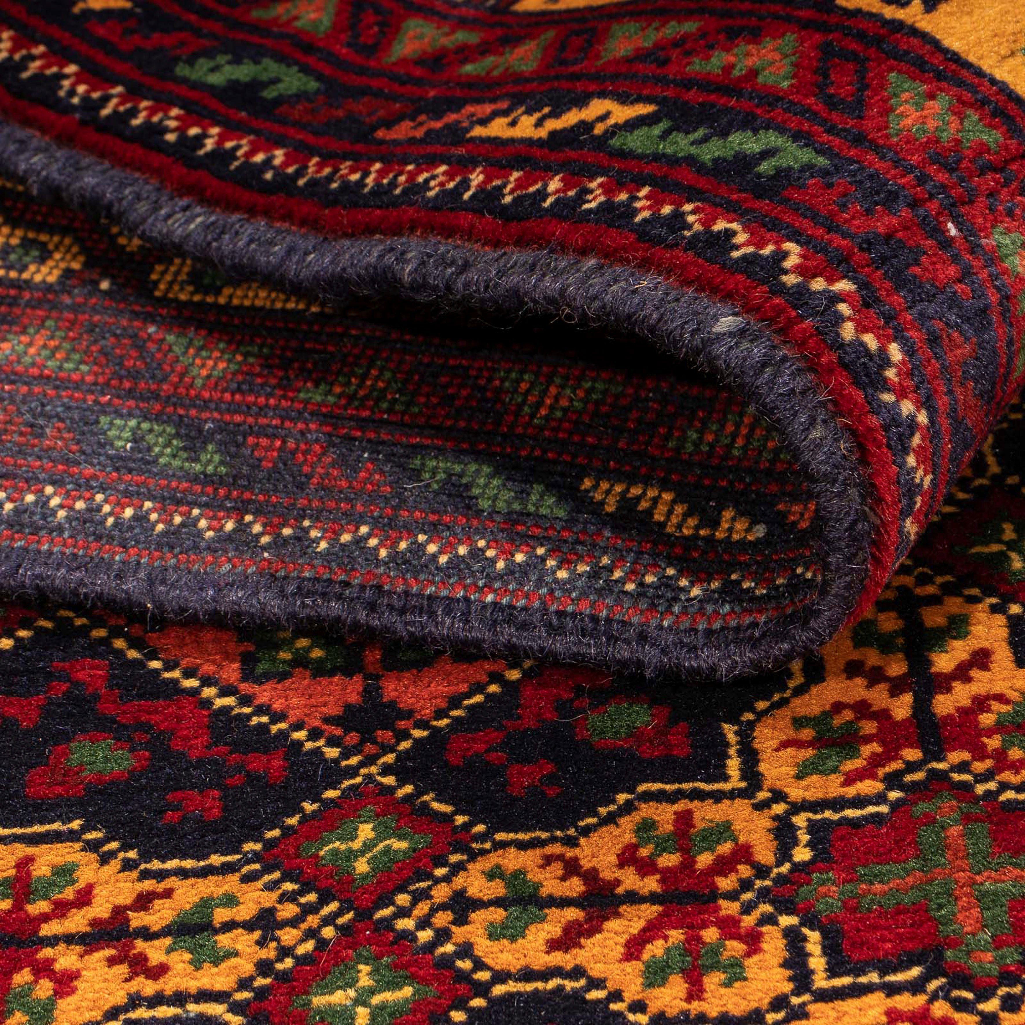 Orientteppich Afghan - Buchara - Höhe: x - rechteckig, Einzelstück mit 7 cm morgenland, mehrfarbig, Handgeknüpft, Wohnzimmer, 90 208 mm, Zertifikat