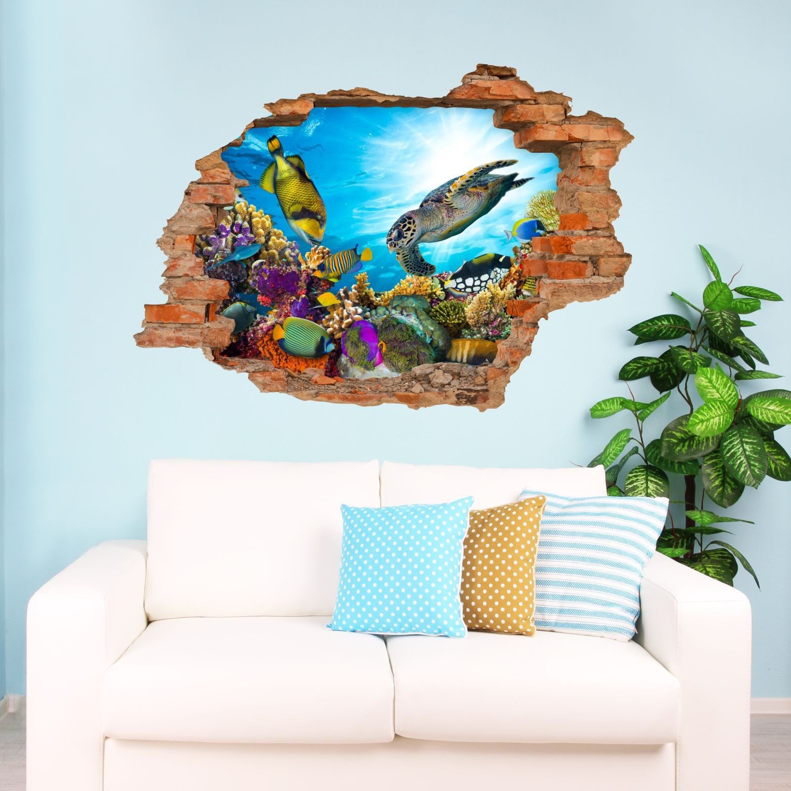 nikima Wandtattoo 035 Wandtattoo Unterwasserwelt - Loch in der Wand - 500 x 350 mm (PVC-Folie), in 6 vers. Größen