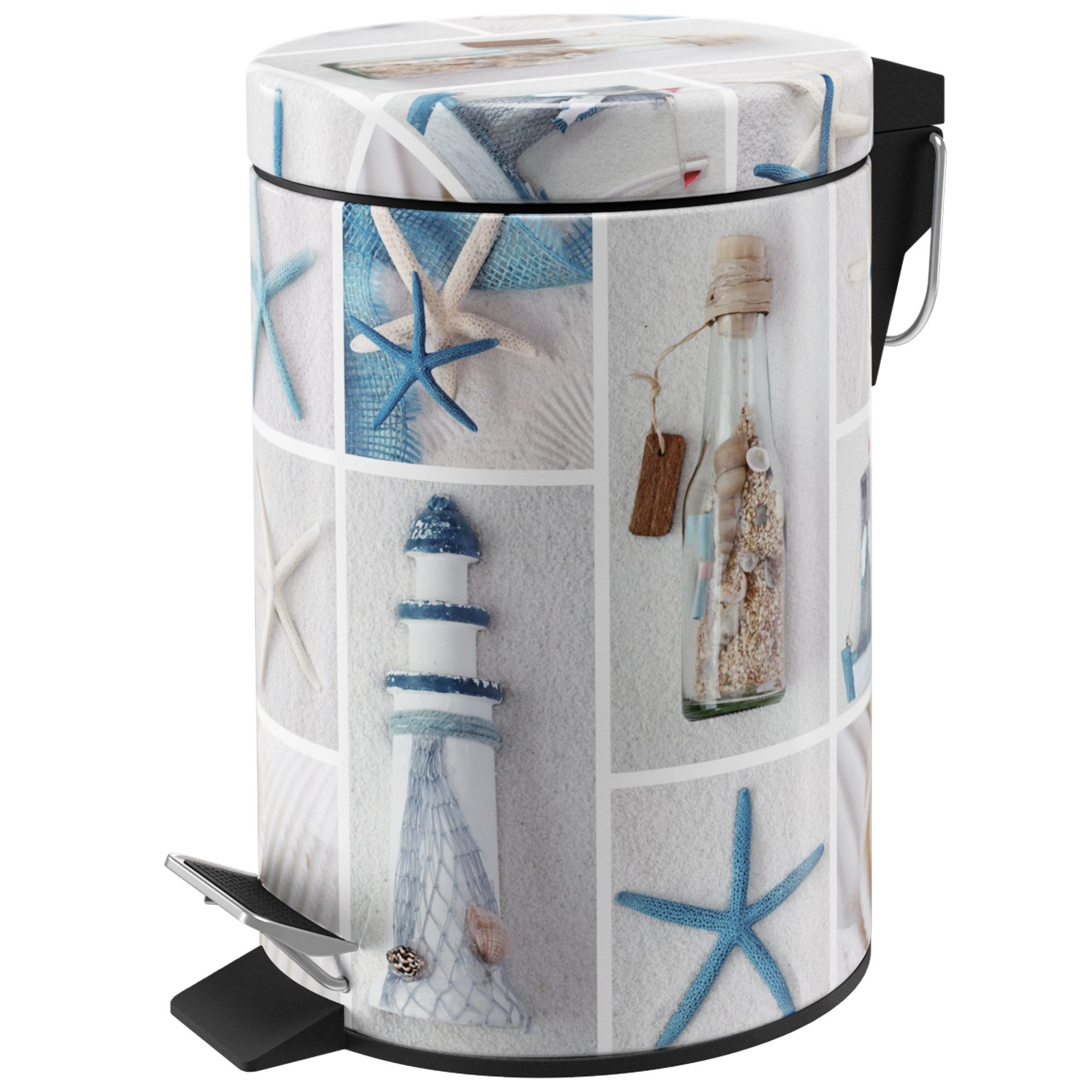 Sanilo Косметички Meeresbrise, 3 Liter, Bad Mülleimer mit Absenkautomatik & Innenbehälter