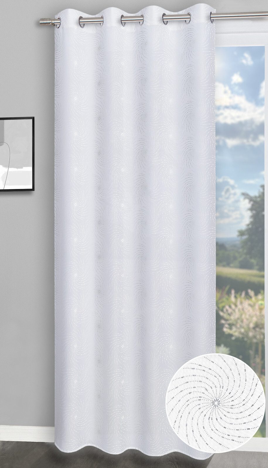 Clever-Kauf-24 Vorhang Ösenschal Bozen weiß silber günstig online kaufen