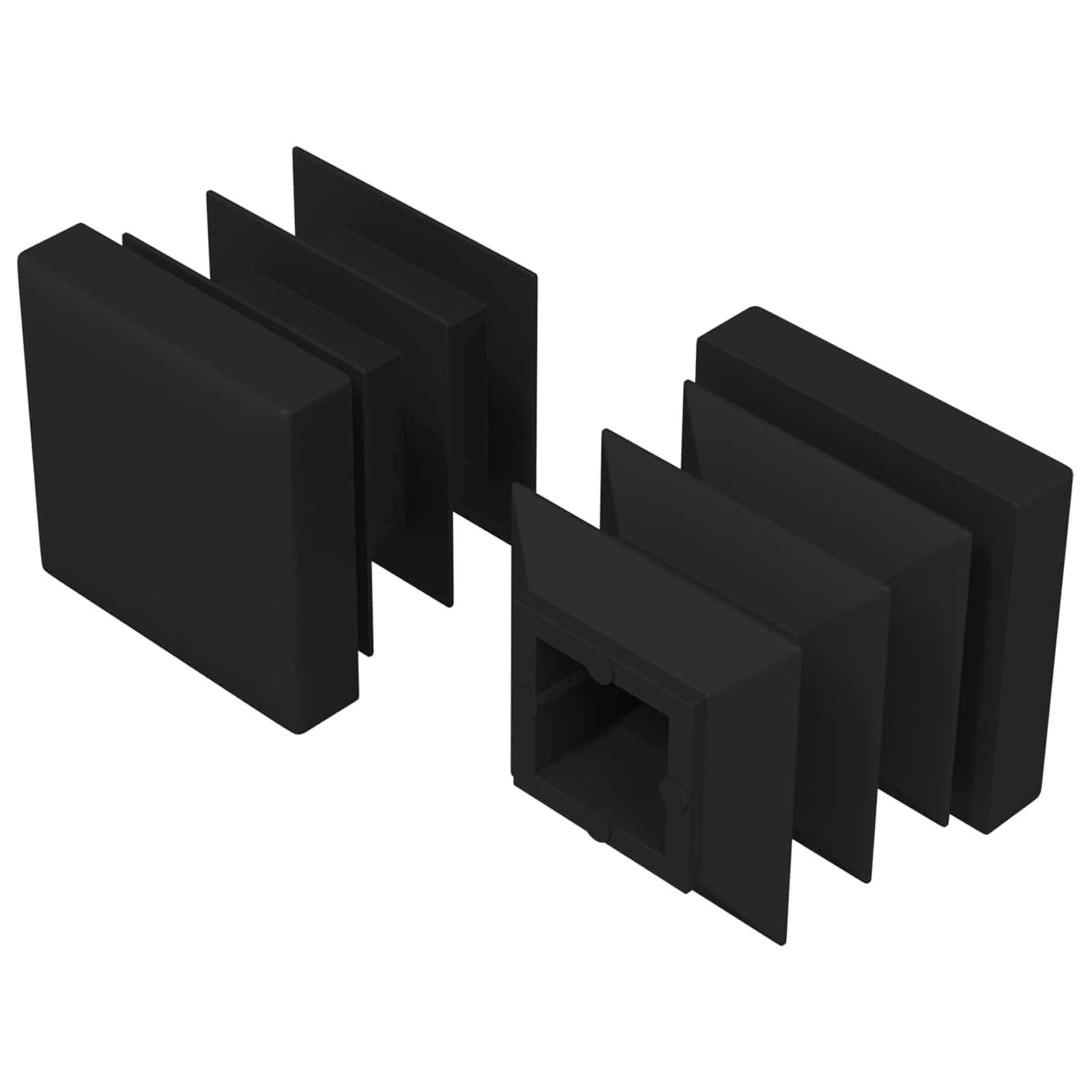 vidaXL Endkappe, Endkappen 2 pcs Schwarz 15 x 15 x 15 mm PP