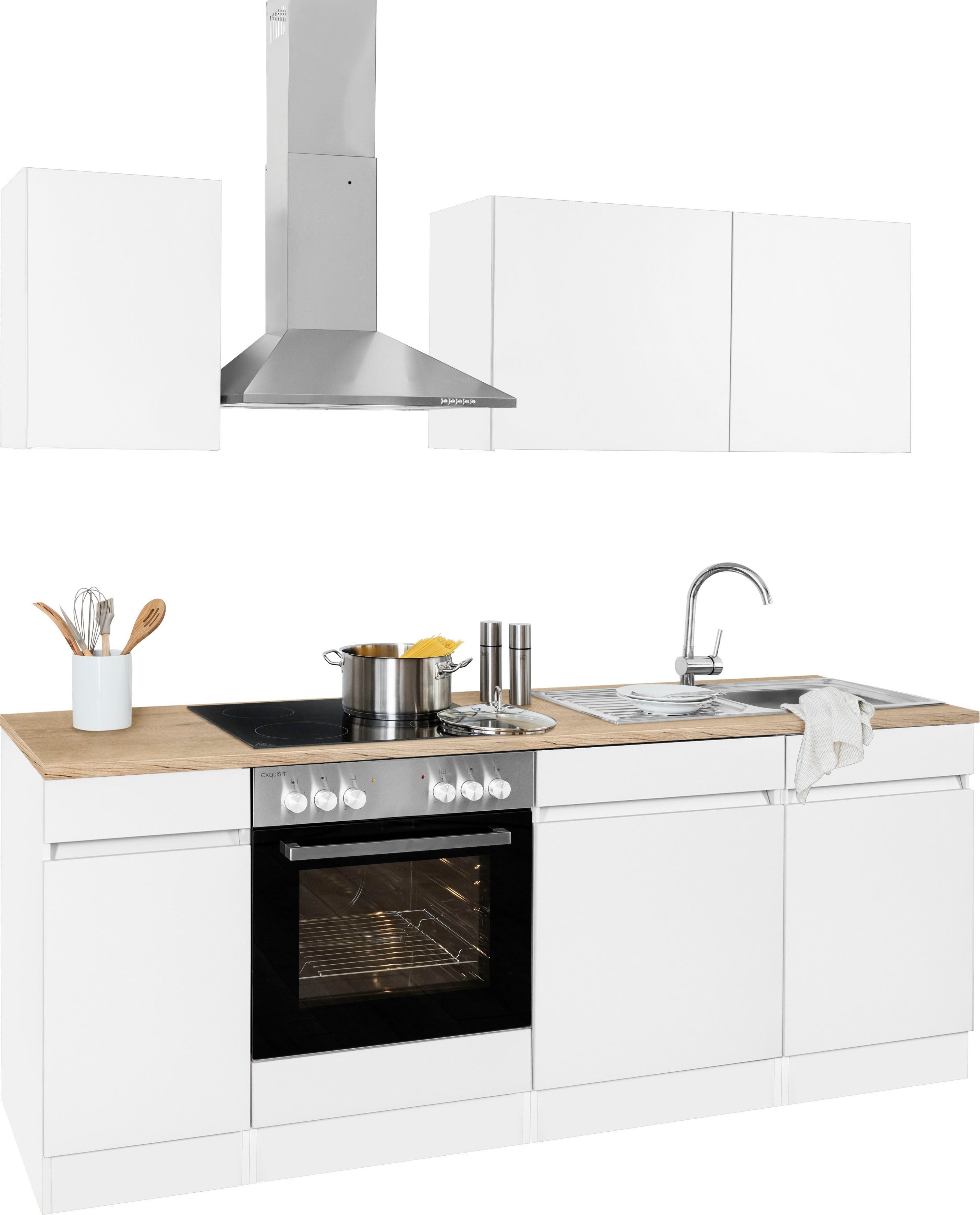 Front: weiß | Korpus: weiß | Arbeitsplatte: wildeichefarben