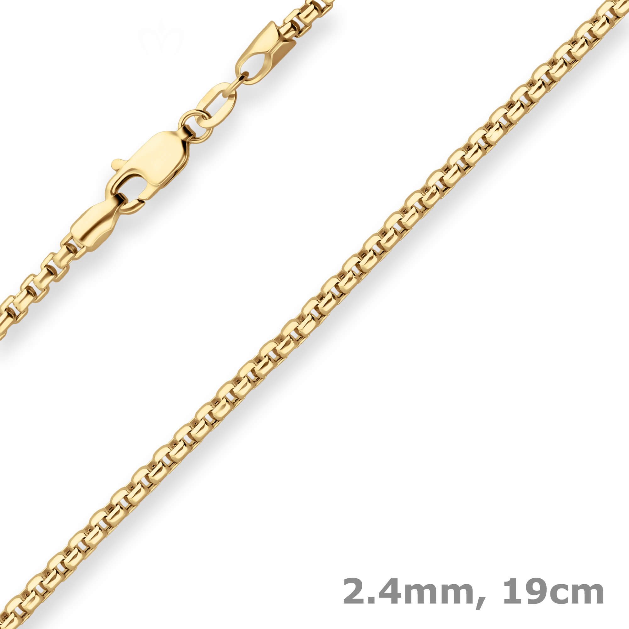 Schmuck Krone Goldarmband 2,4mm Armband Veneziakette aus 585 Gelbgold 19cm, Gold 585