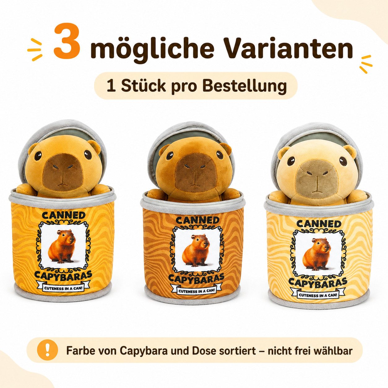 soma Kuscheltier Capybara Kuscheltier in Dose Plüschtier sortiert Kuscheldose weich süß (Set, 1-St., Geschenk-Set), Capybara Plüschtier in Kuscheldose als sortierte Überraschung Geschenk