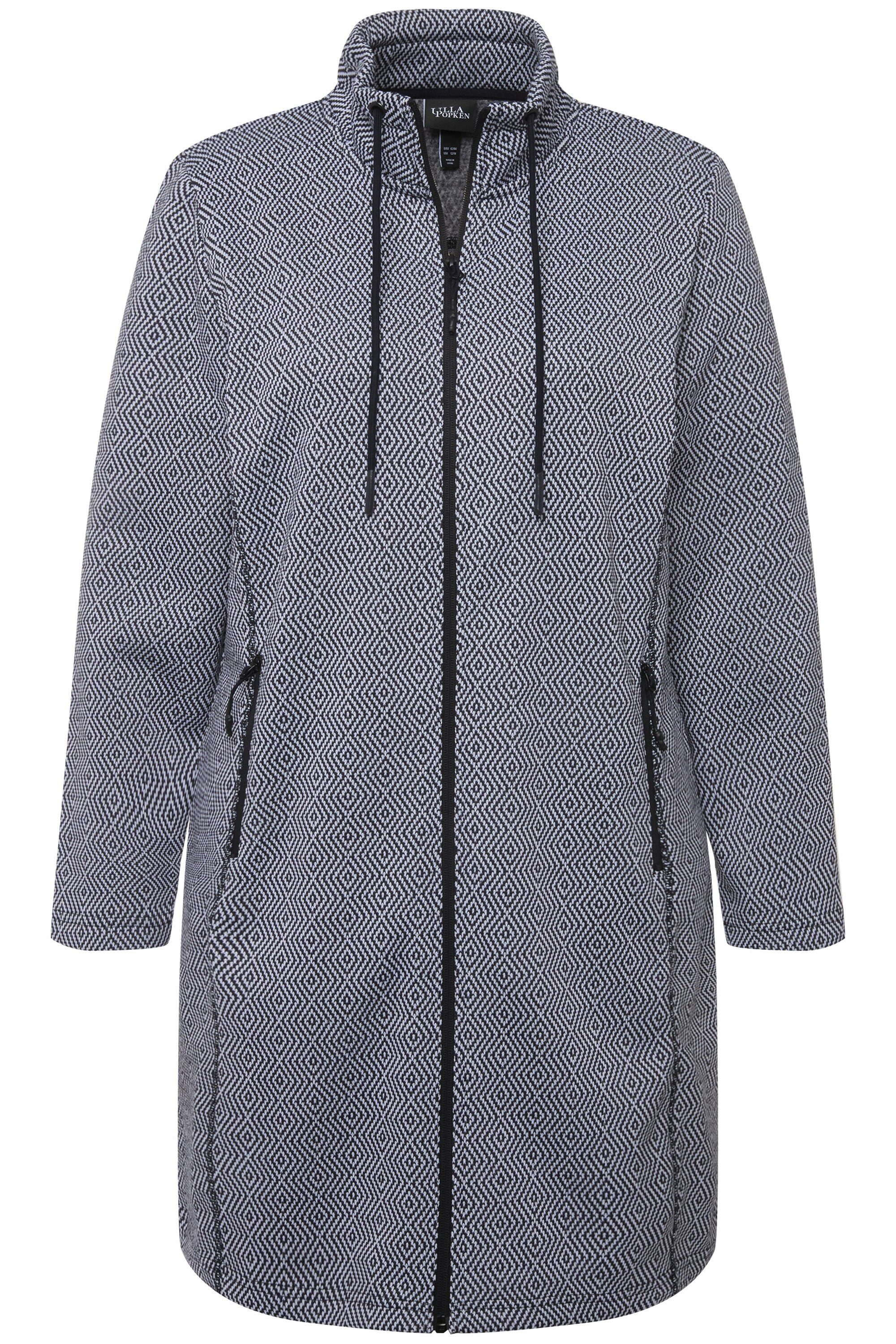 Ulla Popken Sweatjacke Strickfleece-Jacke grafisches Muster günstig online kaufen