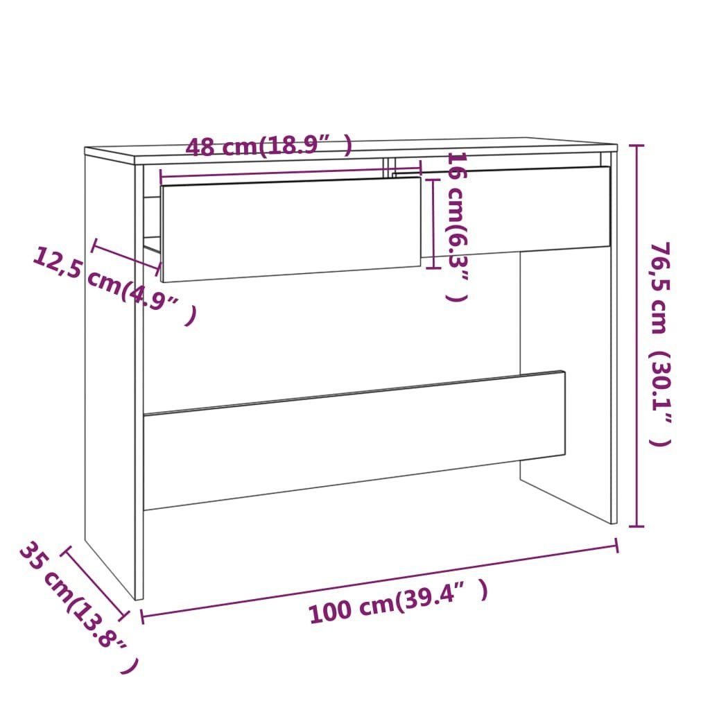 vidaXL Beistelltisch Konsolentisch Grau Sonoma 100x35x76,5 (1-St) cm Holzwerkstoff | Sonoma Sonoma Grau Grau