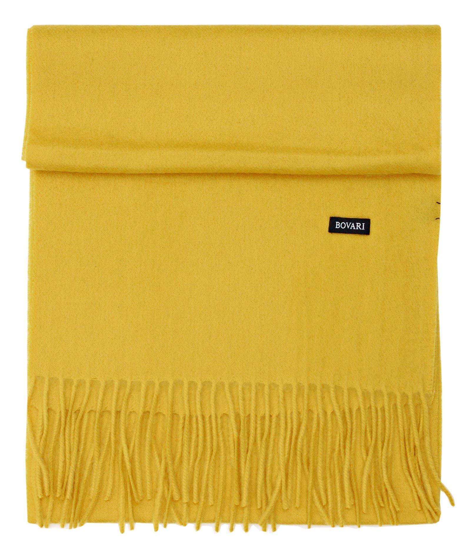 Bovari Kaschmirschal Kaschmir Schal Herren – 100% Kaschmir / Cashmere – Premium Qualität, 180 x 31 cm gelb / ceylon