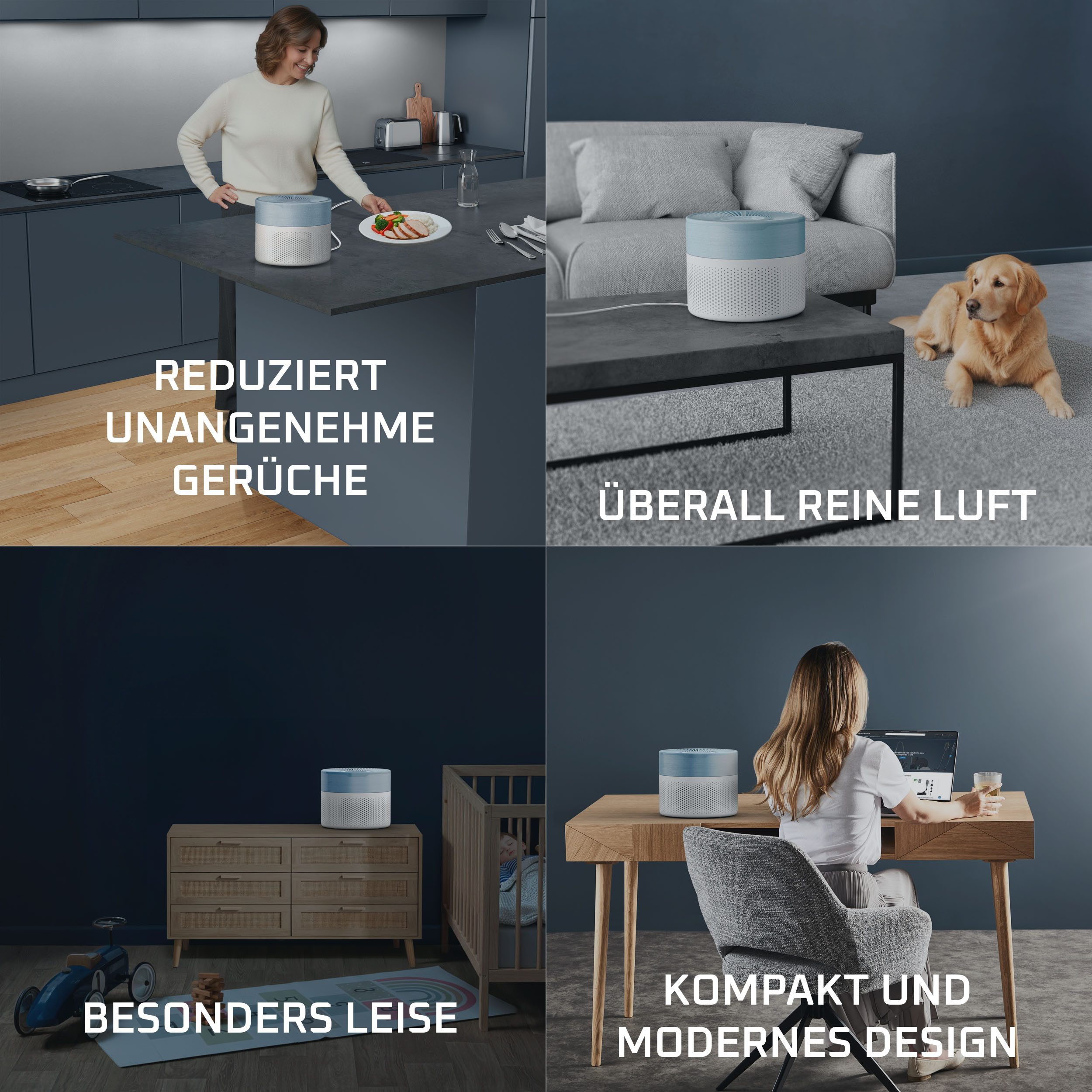 Rowenta Luftreiniger Pure Air Mini, für zu Hause, ultrakompakt, für 22 m² Räume, besonders leise, Nachtmodus, reduziert unangenehme Gerüche