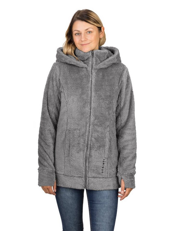 DENIMFY Outdoorjacke Damen Fleecejacke DFMila Regular Fit Kapuzenjacke mit  Teddyfleece