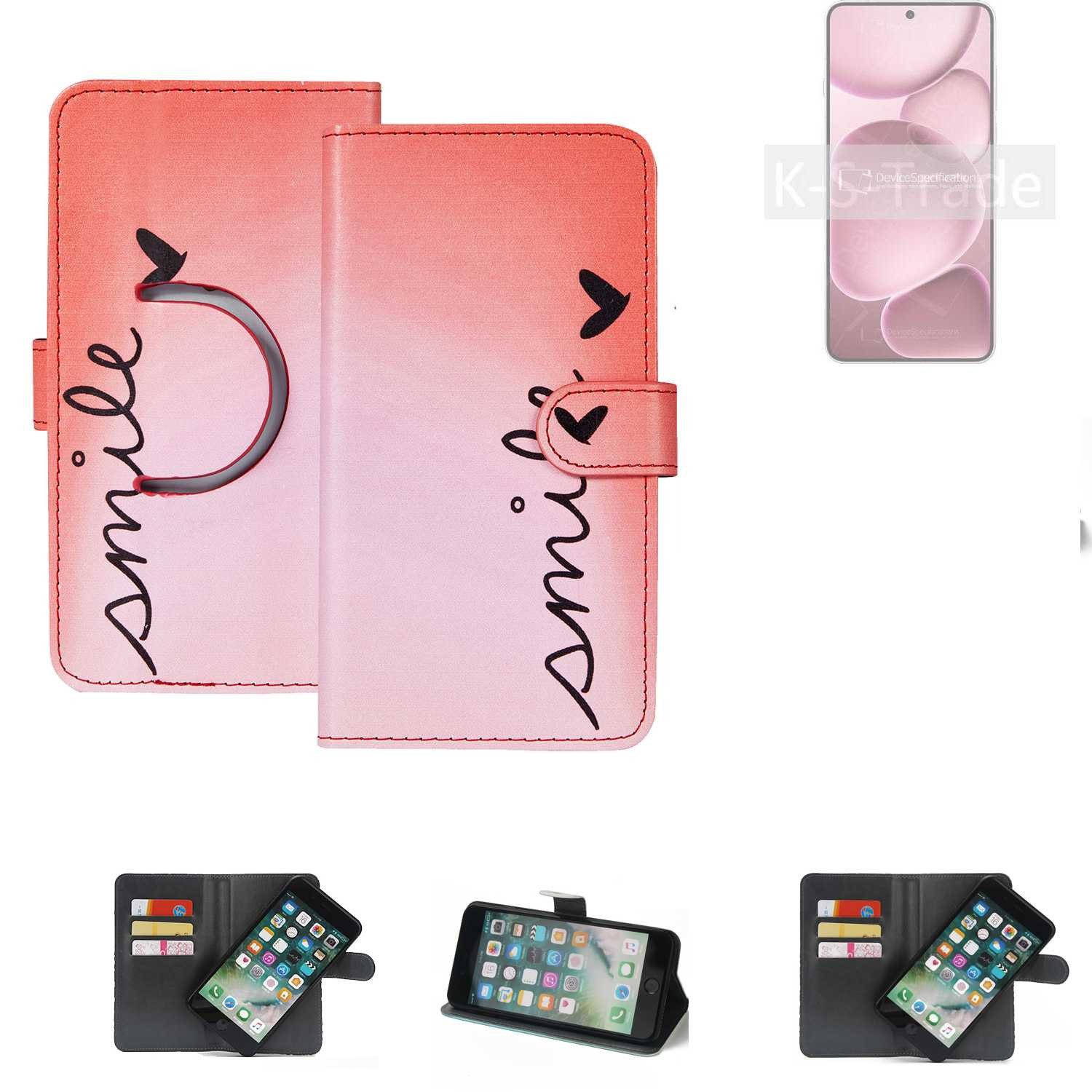 K-S-Trade Handyhülle für Oppo Find X8 Ultra, Schutzhülle Handyhülle Hülle cover bookstyle Etui “smile“