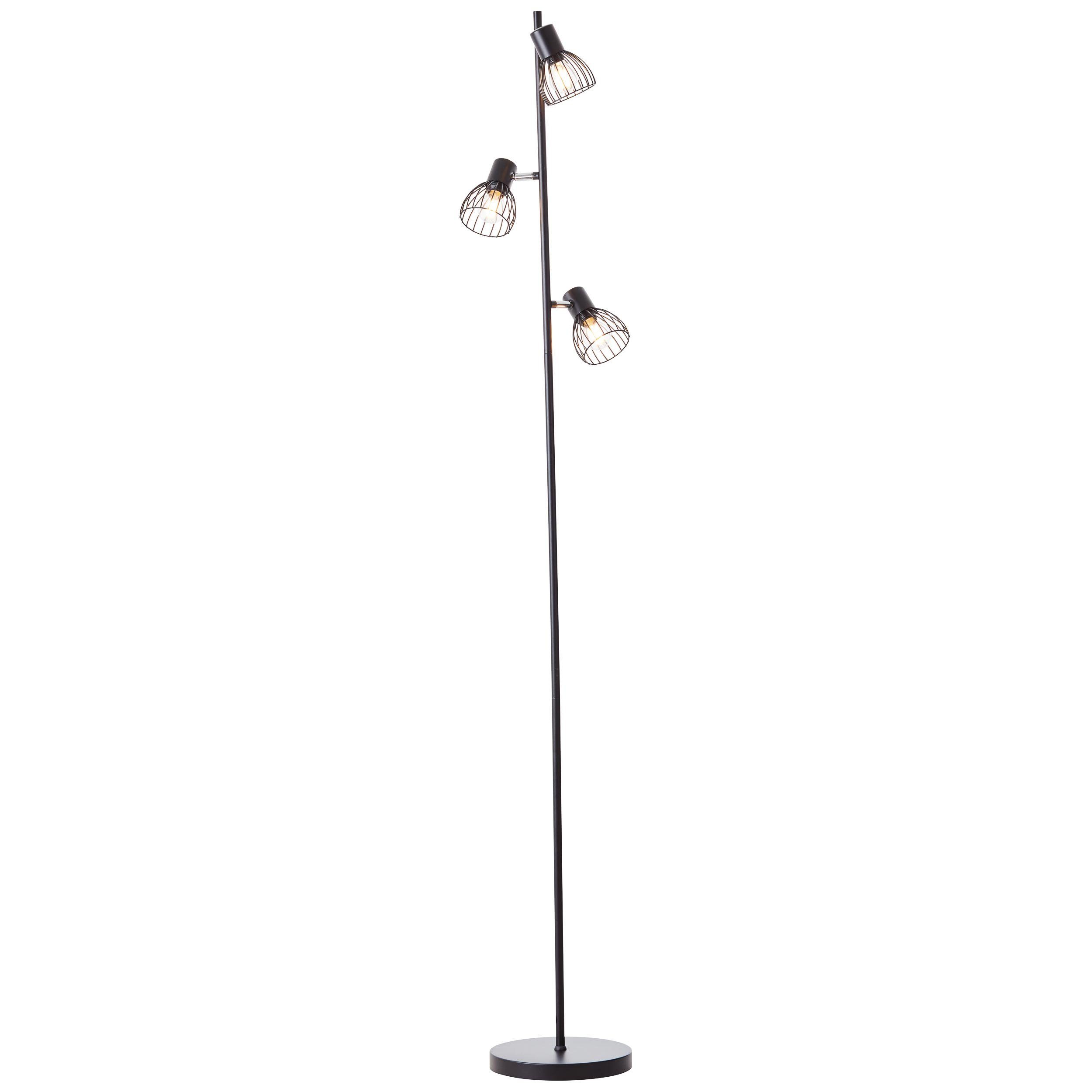 Brilliant Stehlampe Blacky, Lampe, Standleuchte Blacky D45, 25W, Mit 3flg Fu matt, 3x schwarz E14