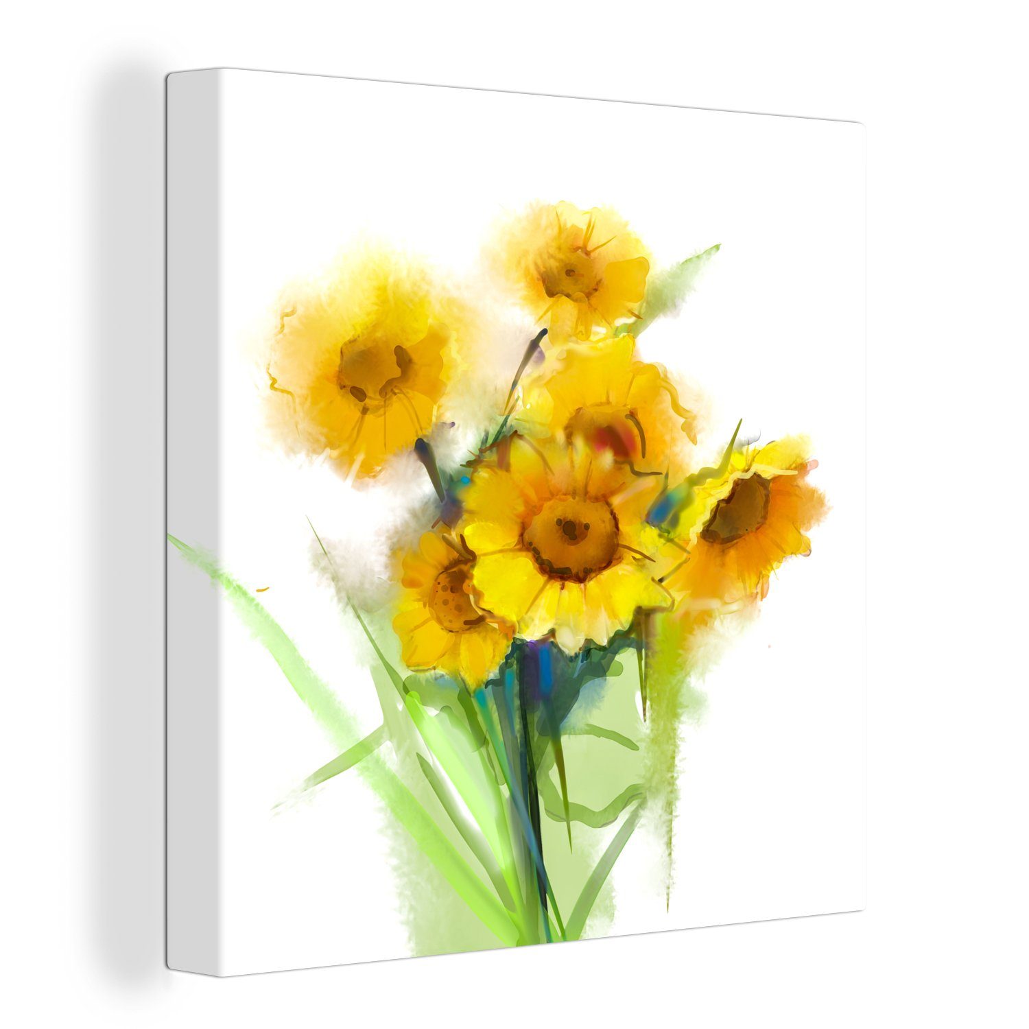 OneMillionCanvasses® Leinwandbild Ölfarbe - Sonnenblumen - Farben, (1 St), Leinwand Bilder für Wohnzimmer Schlafzimmer | Leinwandbilder