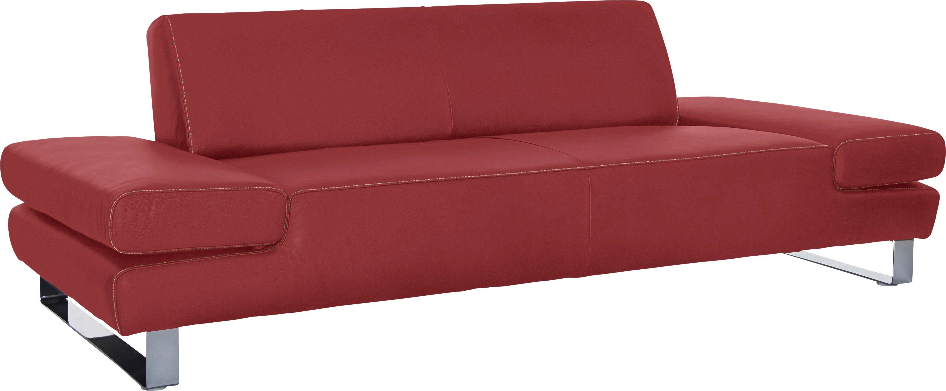 W.SCHILLIG 3-Sitzer Armlehnenverstellung, red mit inklusive Normaltiefe, taboo, Kontrastnaht mit Z59 ruby