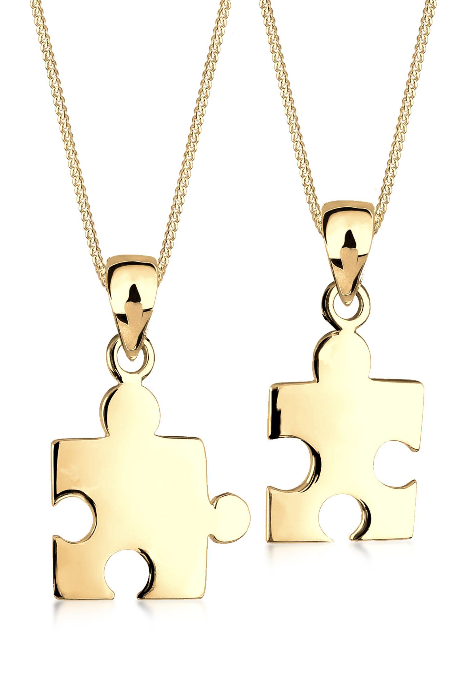 Ketten-Set Gold 925 Partnerketten Puzzleteile Puzzlestücke Silber, Elli