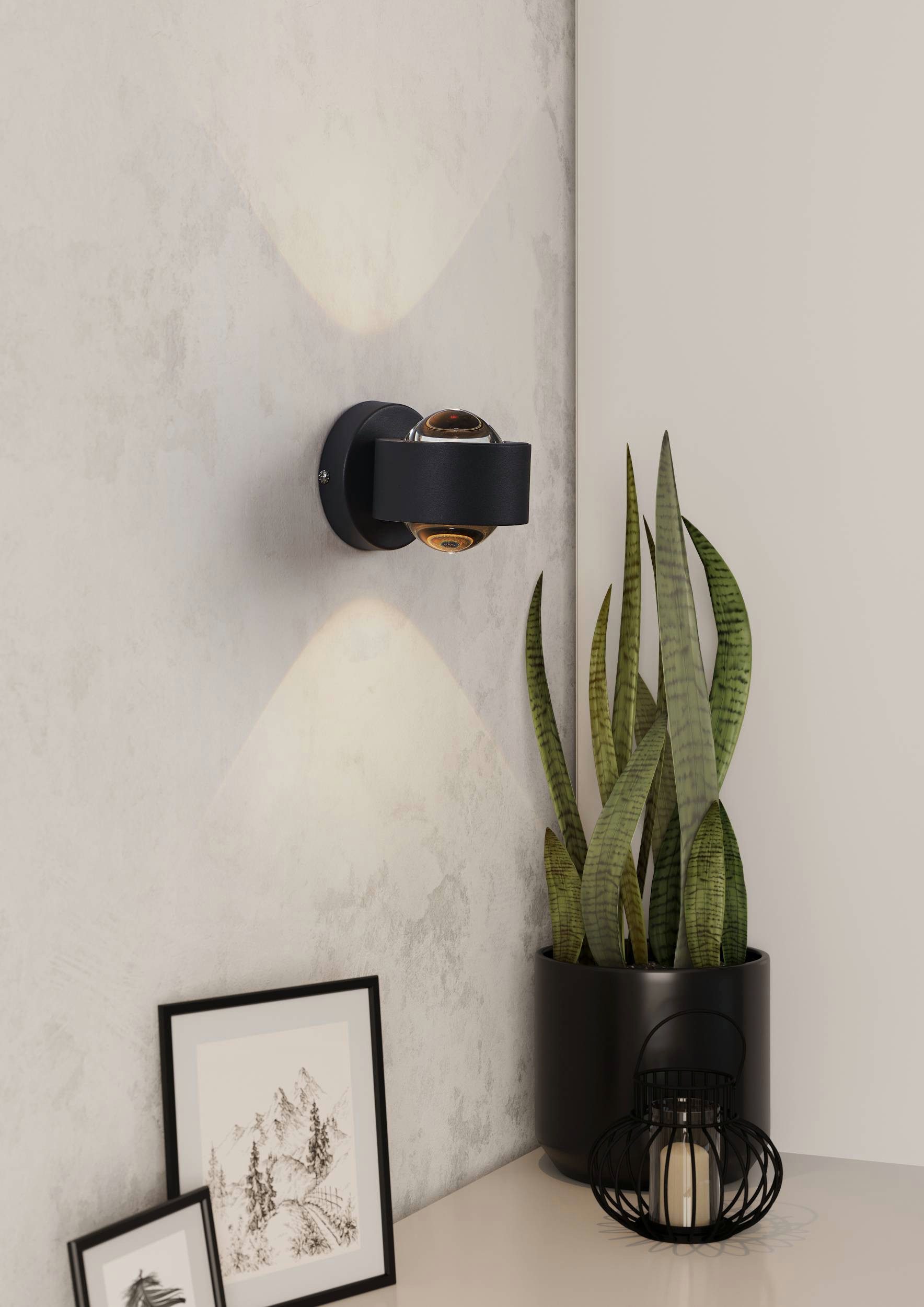 EGLO Wandleuchte Ono 2 Wandlampe, Aluminium und Kunststoff, Wohnzimmerlampe, Lampe, LED fest integriert, Warmweiß, Wand-/Deckenleuchte - L9 x H8 x AL13 cm - anthrazit - 2X2,5W inkl.