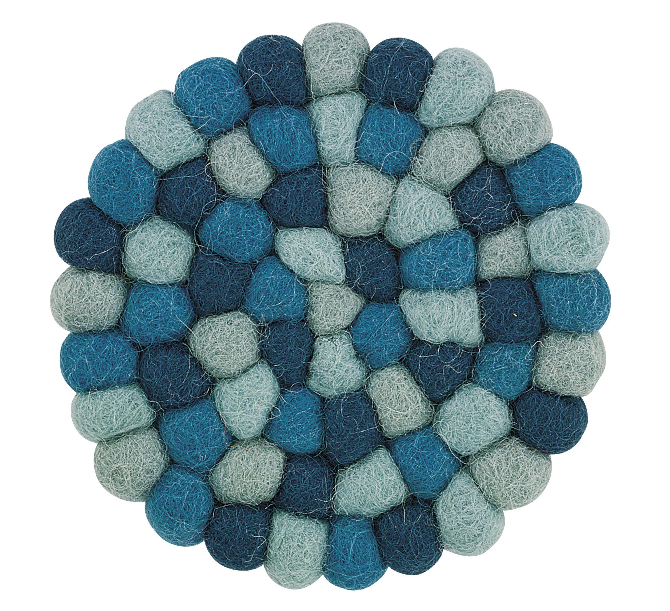 Cilio Getränkeuntersetzer Untersetzer Glasuntersetzer Schafwolle Filz Ø10 cilio LANA AZZURRO