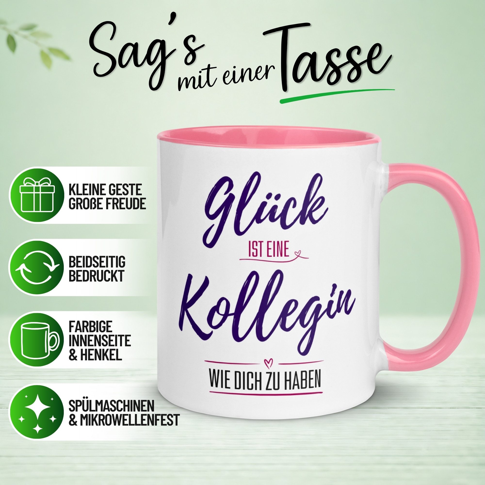 Momentals Tasse Glück ist eine Kollegin wie Dich zu haben – Geschenk Arbeitskollegin, Gratis Versand · Links-&Rechtshänder · Spülmaschinenfest