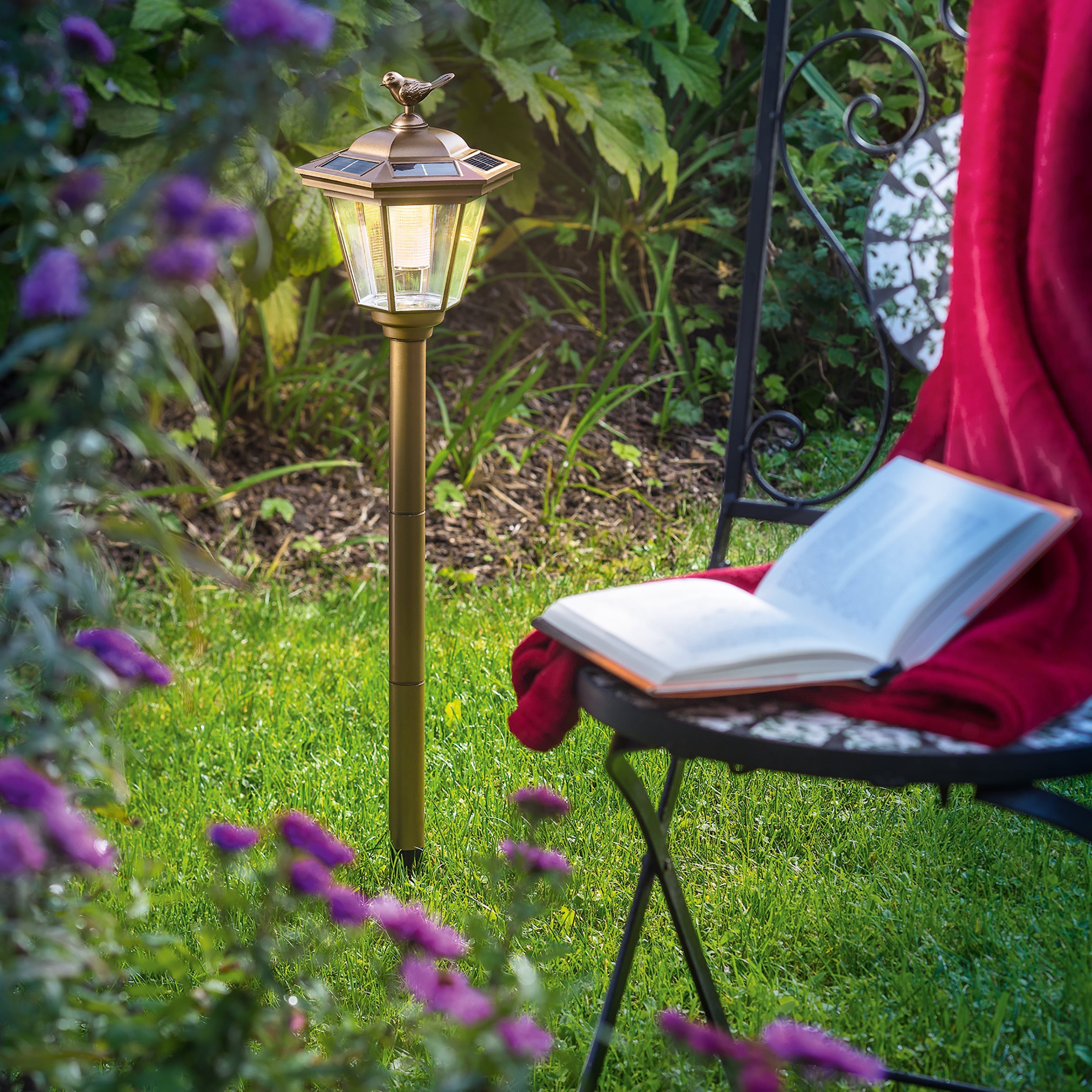 esotec LED Gartenleuchte Solar Standleuchte Tivoli H=68cm 2900K warmweiß outdoor IP44 102062