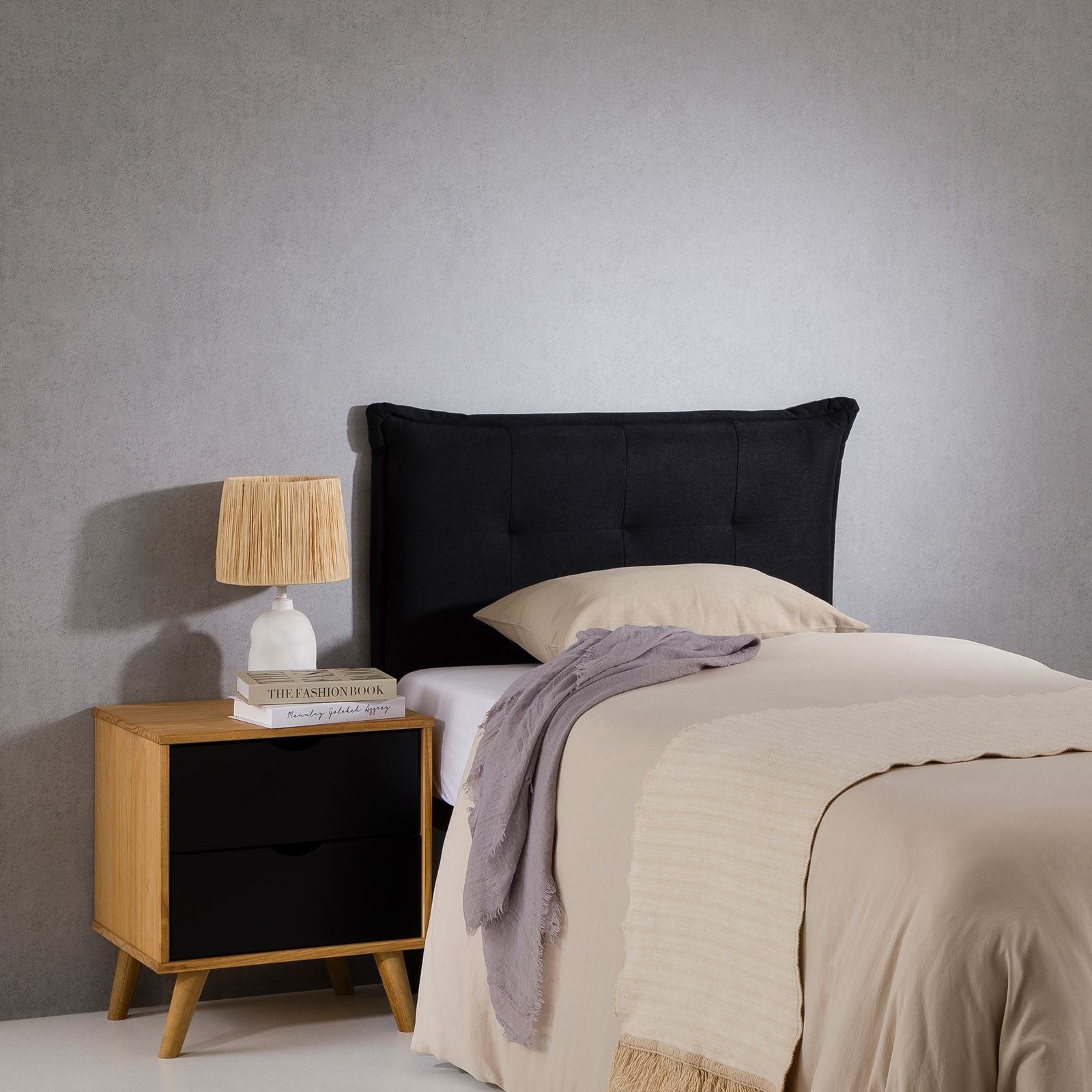 IDIMEX Kopfteil JALEYA, Bettkopfteil 90cm, Headboard, Kopfteil gesteppt mit Stoffbezug schwarz