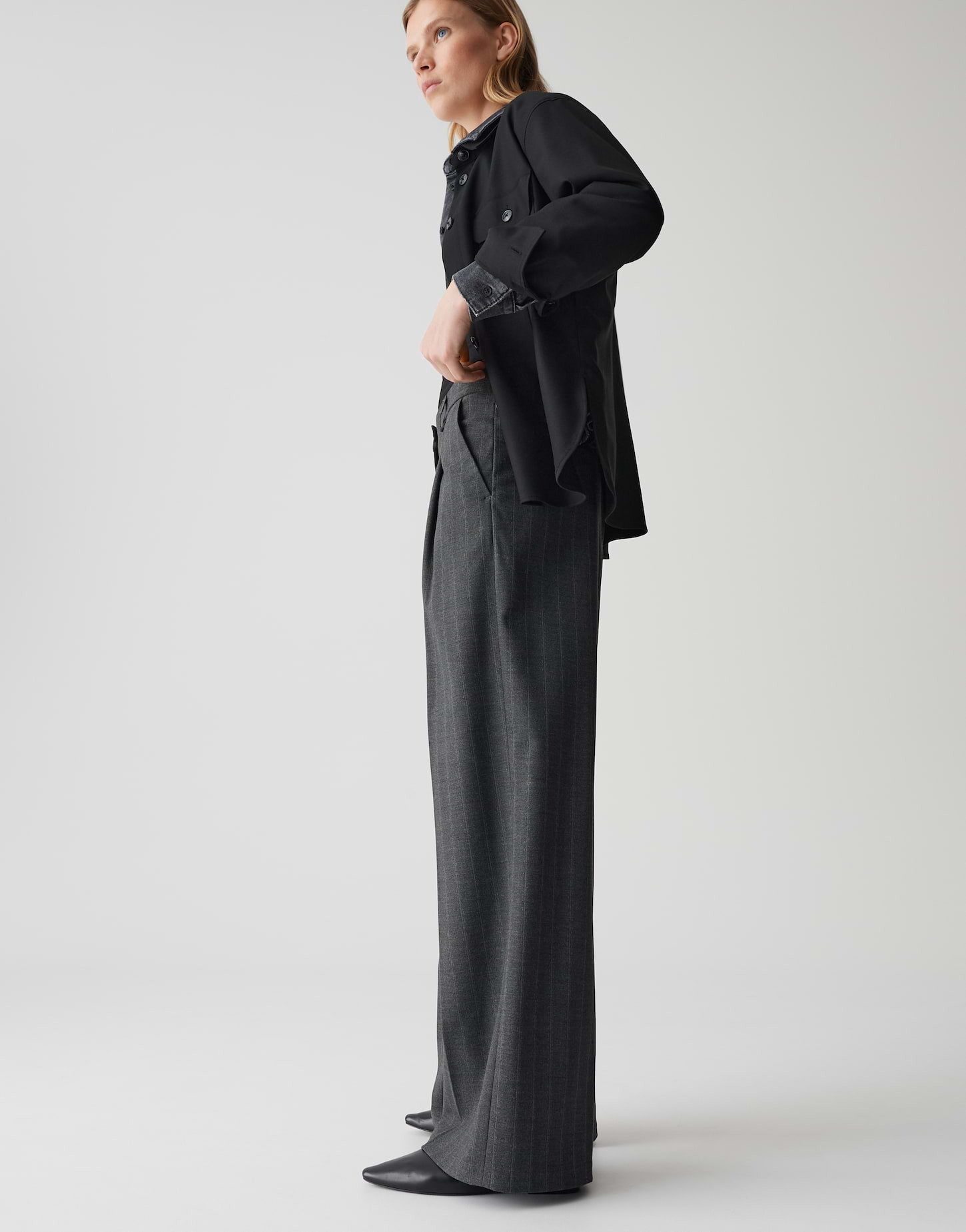 OPUS PANTS Stoffhose MOIRA BLAZE mit Nadelstreifen Mid Rise, Long, Wide Leg – Bild 5 von 5