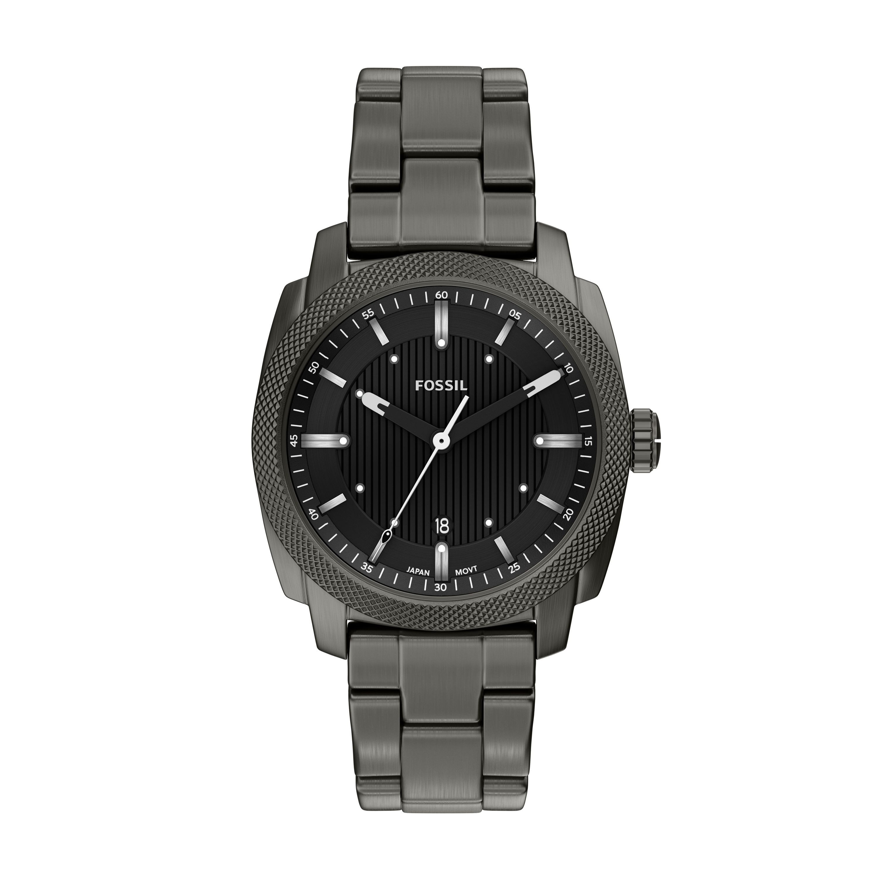 Fossil Quarzuhr Machine FS6185, Armbanduhr, Edelstahlarmband, analog, Tag