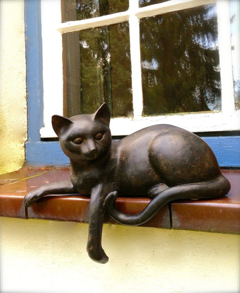 Antikas Wanddekoobjekt Skulptur Katze, lebendige Tierfiguren, günstig online kaufen