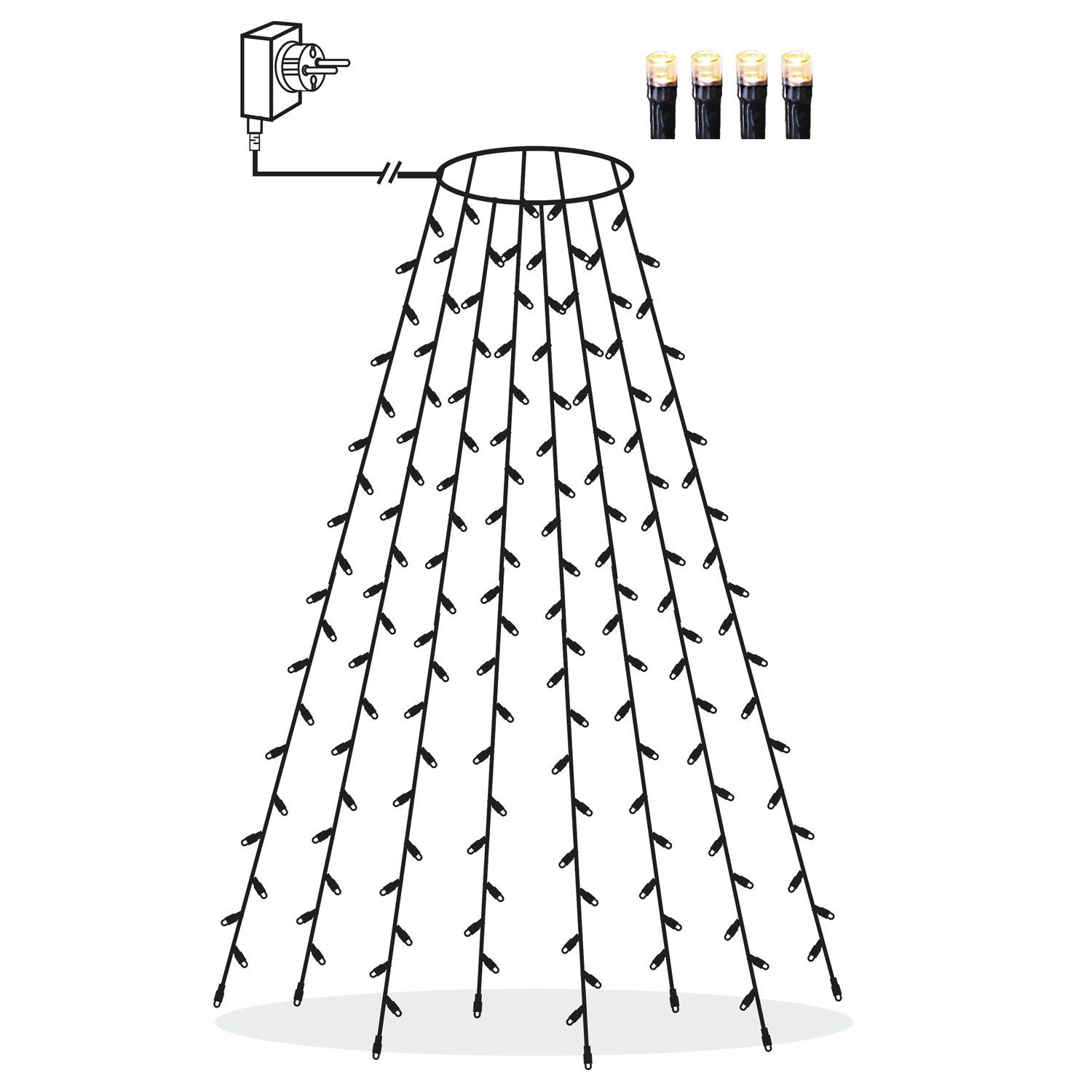 MARELIDA LED-Baummantel LED Lichterkette 8 Stränge günstig online kaufen