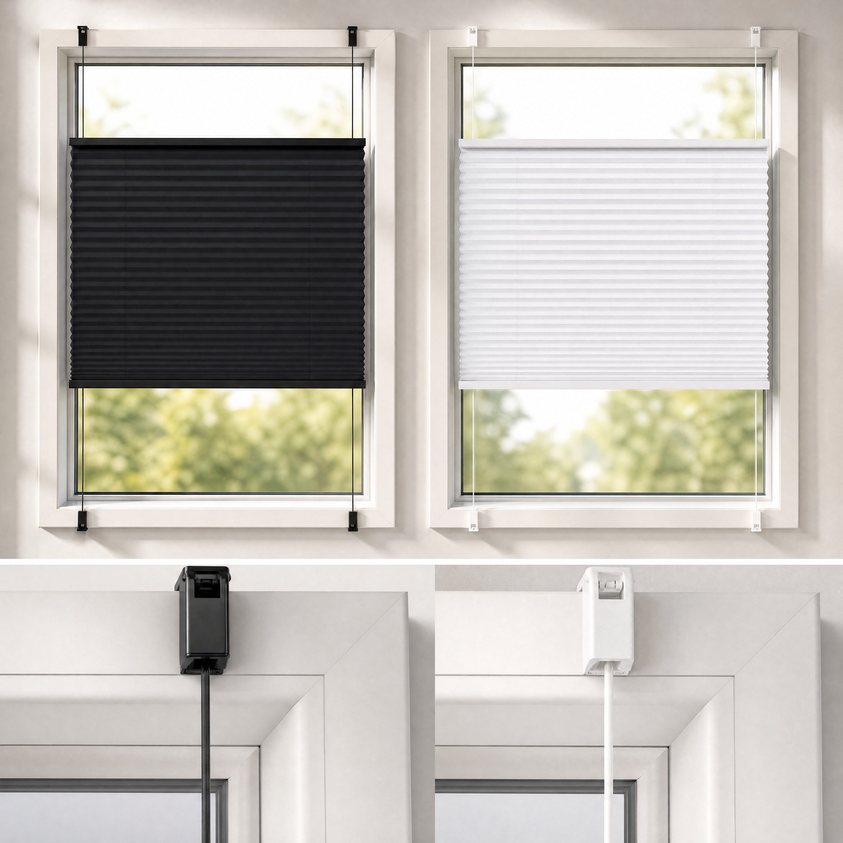 Plisseeonline Plissee Plissee Klemmfix ohne Bohren Premium Faltrollo für Fenster, blickdicht, Klemmfix, ohne Werkzeug, Klemmfix, Lichtdurchlässig, Premium Plissee Klemmfix