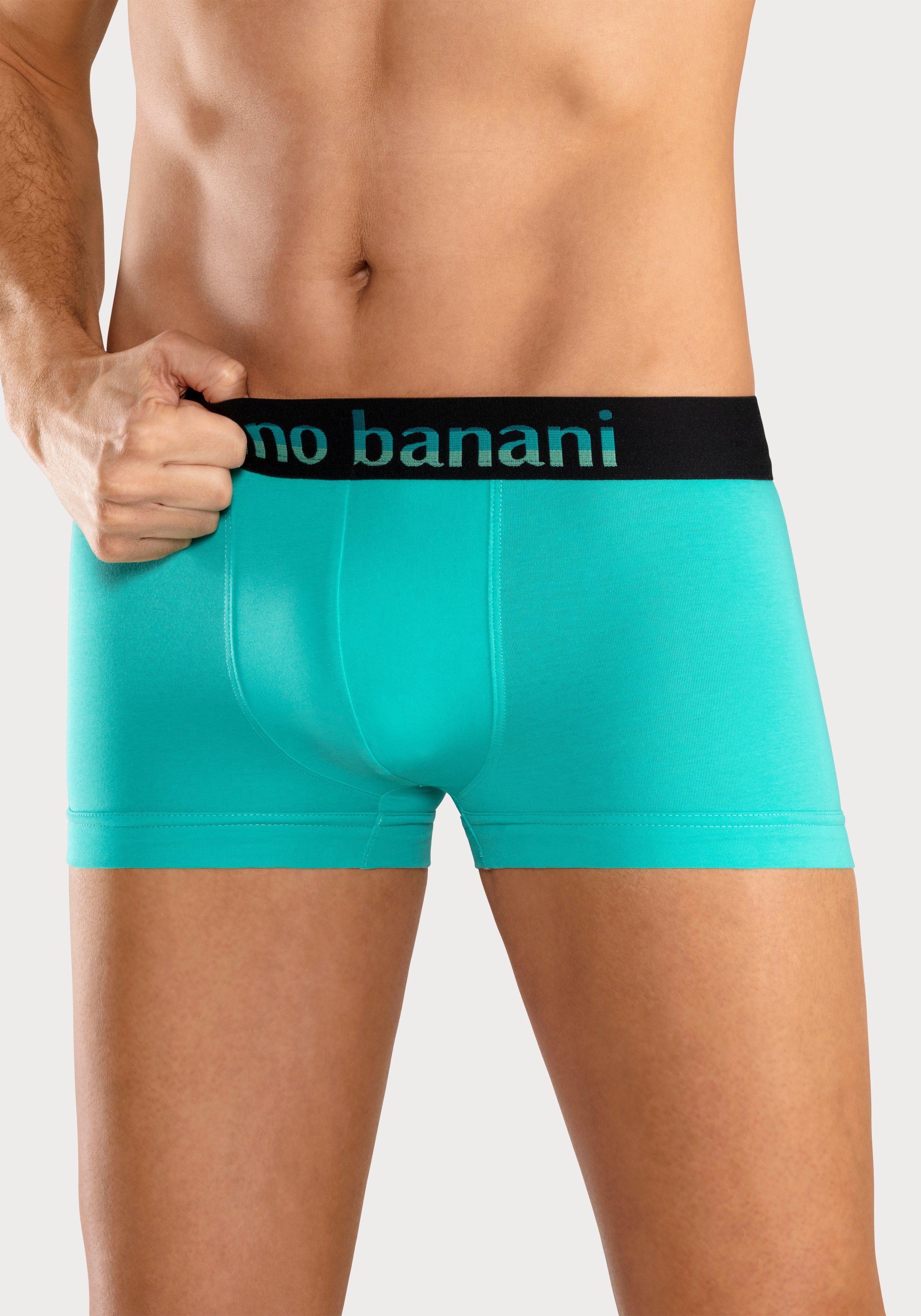 Bruno Banani Boxer (Packung, pink, Logo gelb, mit blau, Streifen 5-St) Webbund schwarz mint