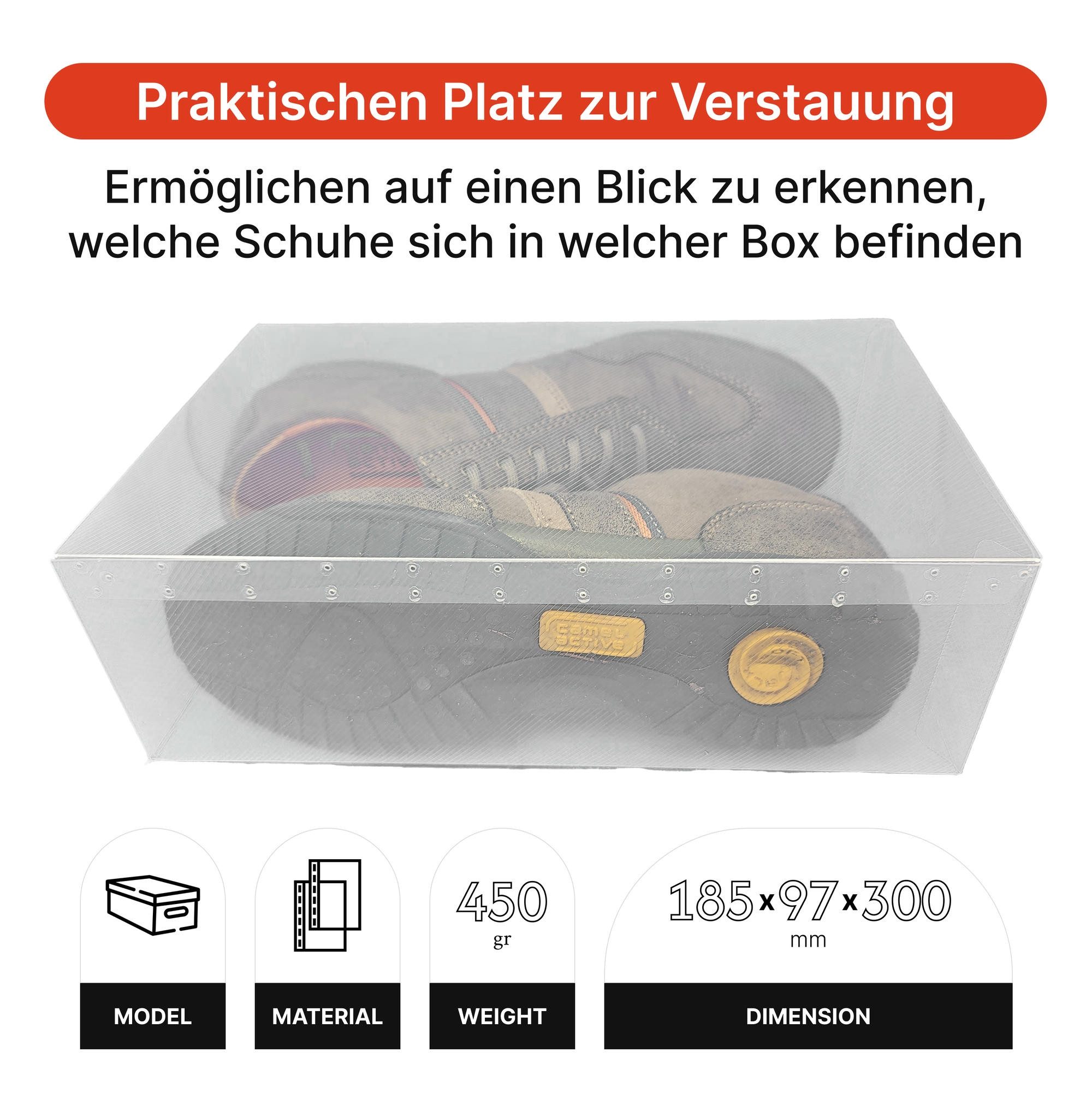 Dynasun Schuhbox Schuhbox PP368T (3 St), Schuhaufbewahrungsbox Platzsparendes, stapelbares Robust, staubfrei