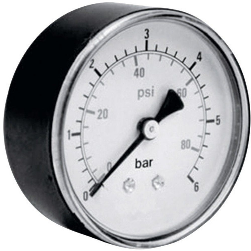 voelkner selection Druckluftgeräte-Set ICH (Manometer): bis 306.63.-1 -1 bar 0 Manometer Rückseite Anschluss