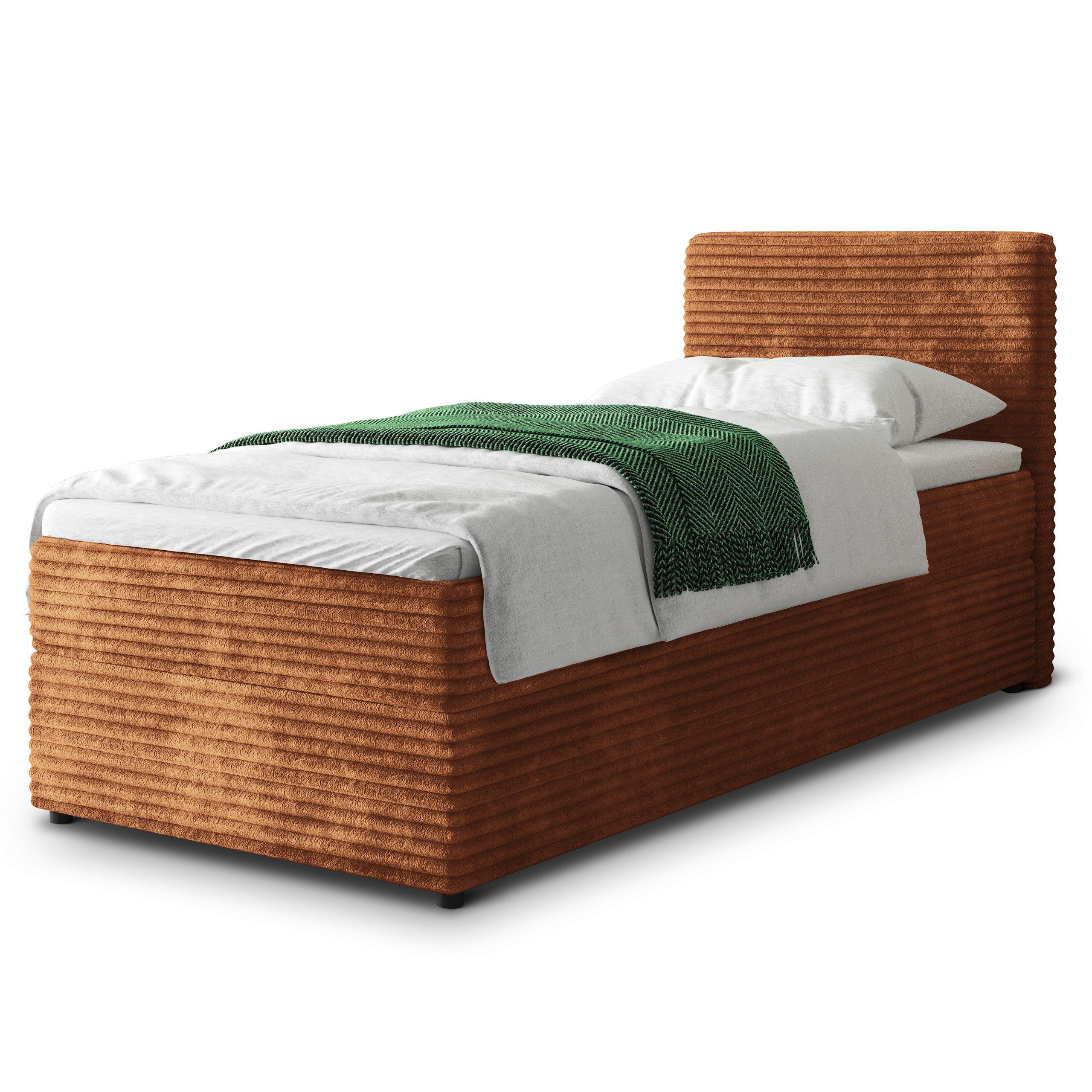 Masseno Boxbett PISA 80x200 cm mit Bonell Matratze und Topper, Einzelbett, Jugendbett, Polsterbett mit Kopfteil, Boxspringbett