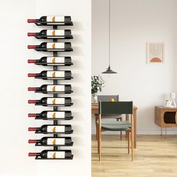 Dripex Weinregal Weinregal Wand für 11 Flaschen, Flaschenhalter Metall Schwarz