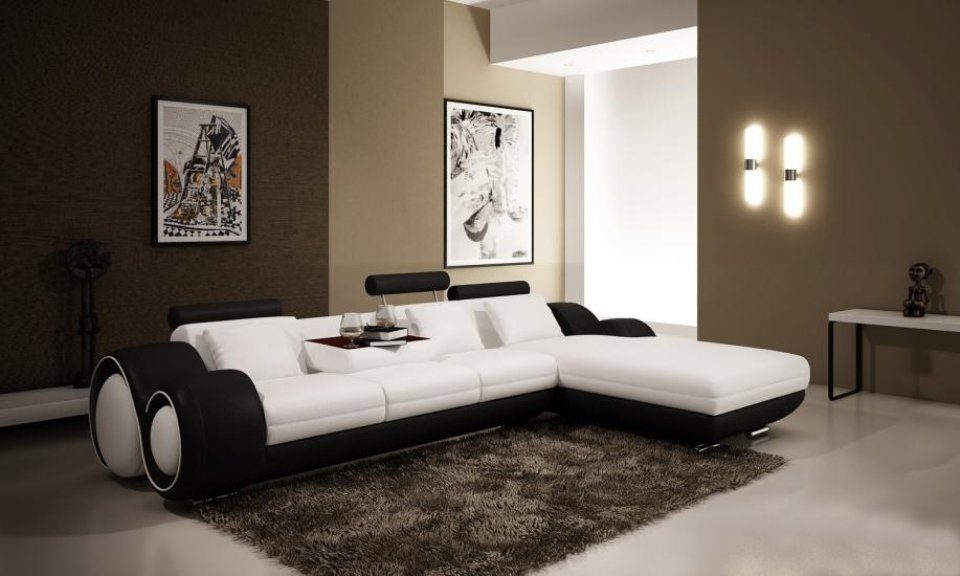 JVmoebel Polster Ecksofa Ecksofa, Design Patentiertes Leder Ecke Couch Sofa BERLINb
