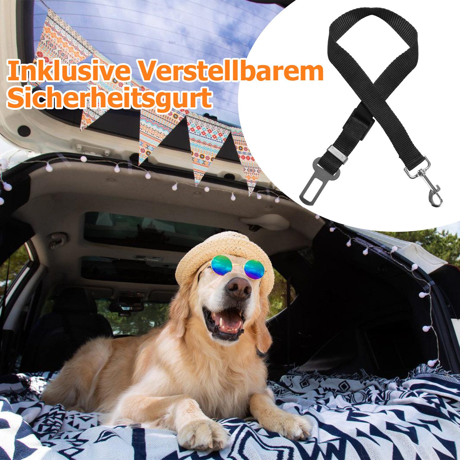 Clanmacy Hundegitter hundegitter auto verstellbare Breite Hundeschutzgitter schwarz – Bild 3 von 5