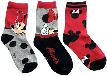 Disney Minnie Mouse Feinsocken Minne Mouse 6 Paar Mädchen Socken 23/26 27/30 31/34 Kinderocken Mini Maus rosa und rot