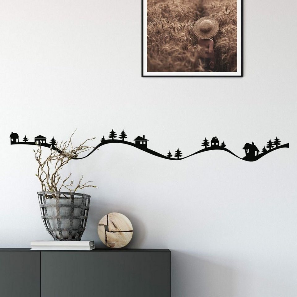 Wall-Art Wandtattoo Weihnachtsdeko Dorf Berge 80cm (1 St)