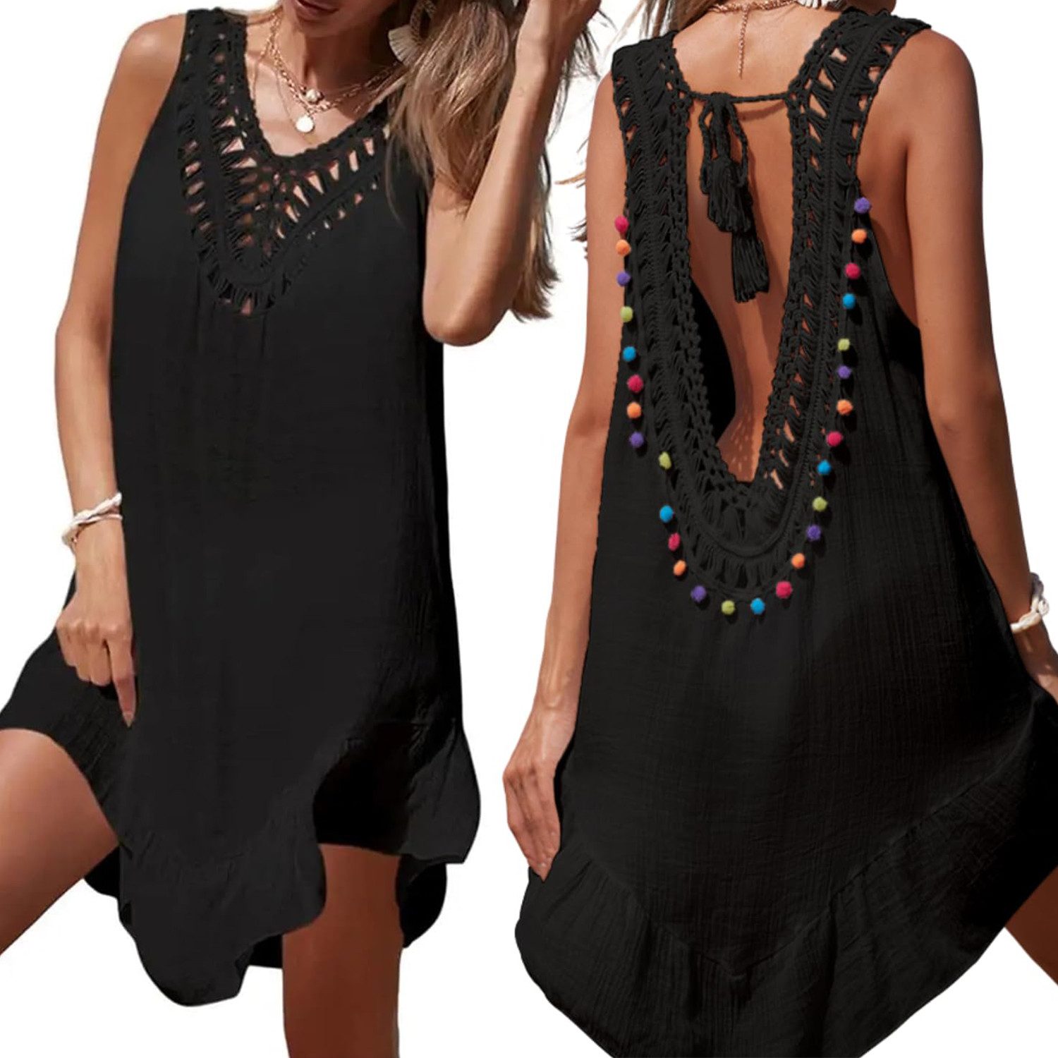 RWEUOQ Blusenkleid Strand-Tunika für Damen, Bikini-Überwurf günstig online kaufen