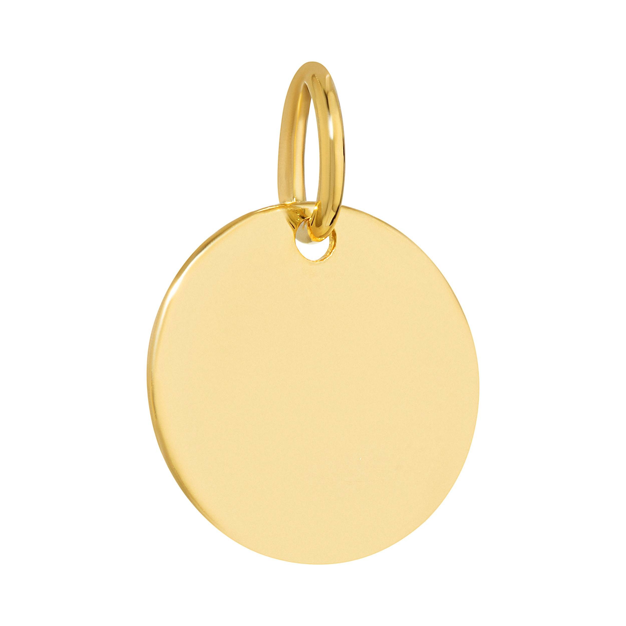 Kettenanhänger 11mm Kettenanhänger Goldplättchen rund 333 Gelbgold 8 Karat Gravurplat