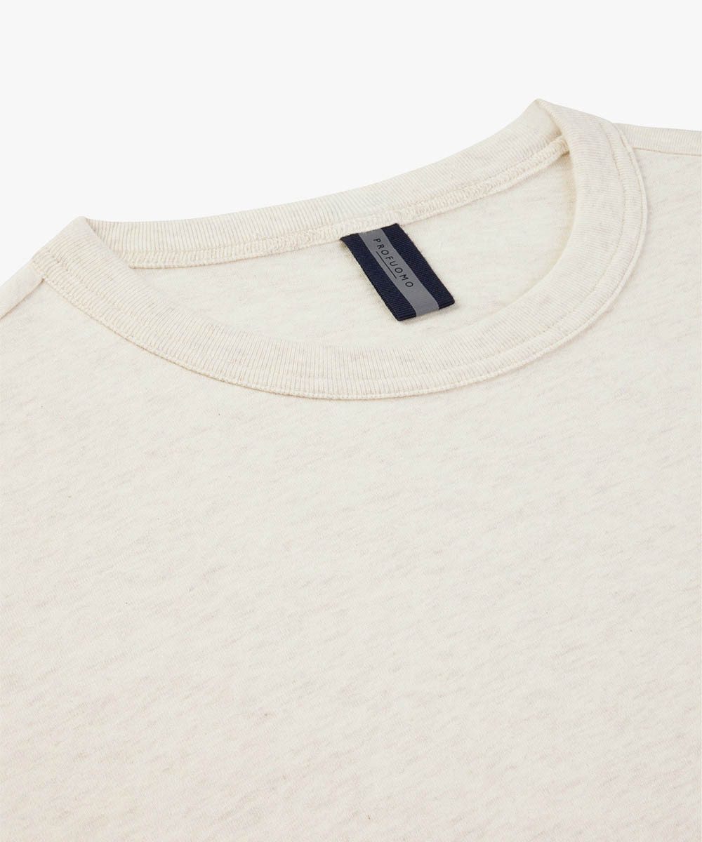 Profuomo Kurzarmshirt T-SHIRT LONG SLEEVE BEIGE MEL