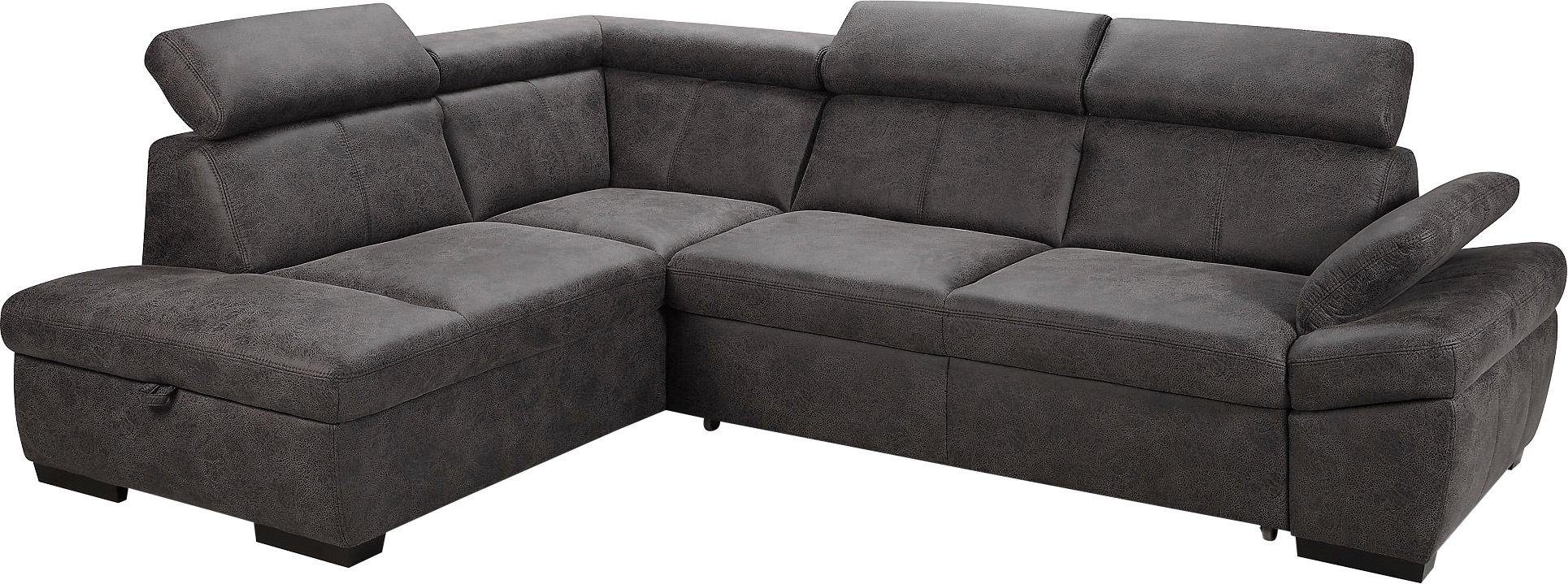 exxpo - sofa fashion Ecksofa Salerno, Funktionssofa, hoher Sitzkomfort, Breite 268cm, L-Form, inkl. Kopf- und Armteilverstellung, wahlweise mit Bettfunktion