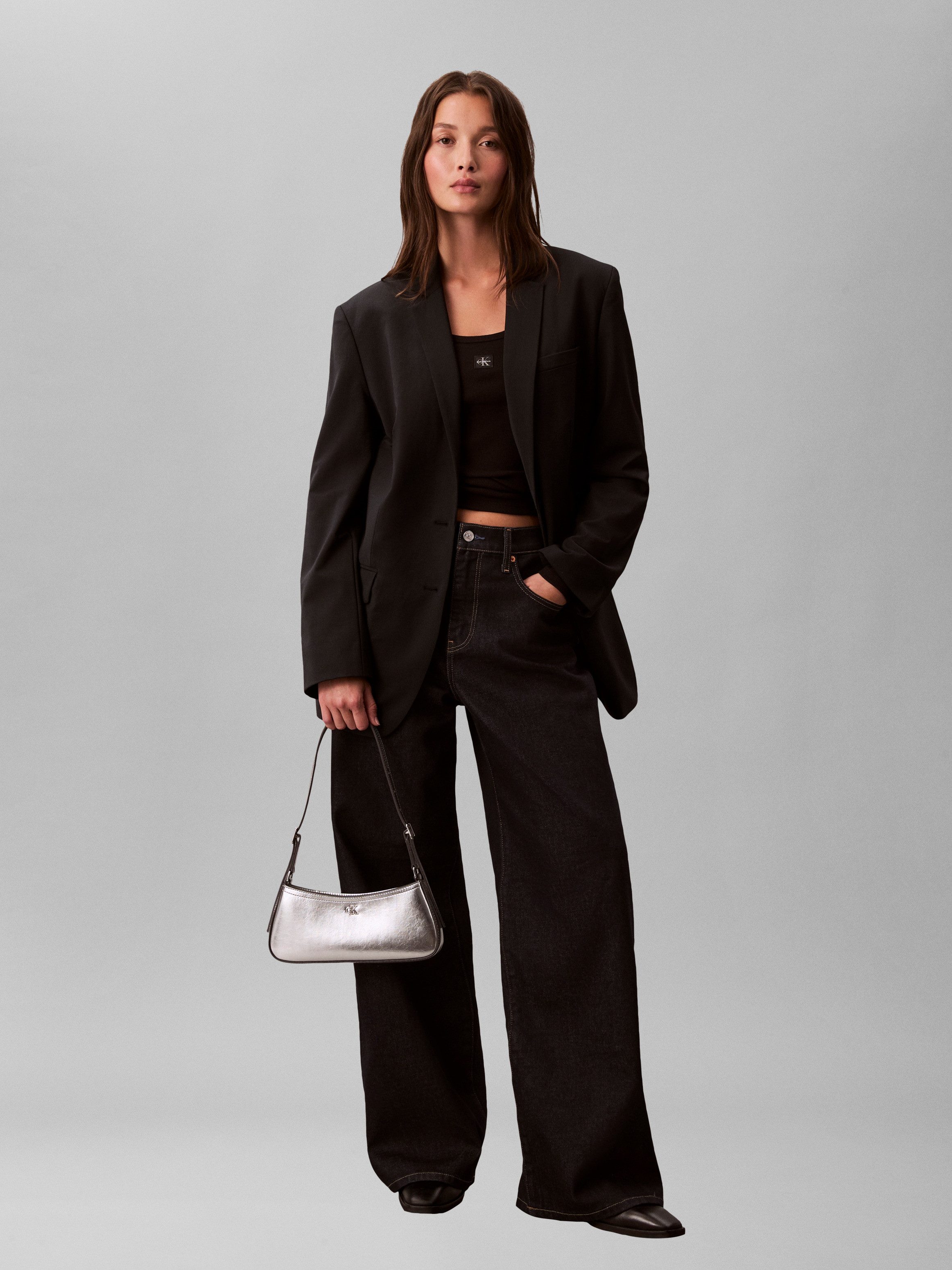 Calvin Klein Schultertasche EMBLEM AOP SMALL SHOULDER BAG, Damen Umhängetasche, Tragetasche Handtasche mit CK-Logodruck