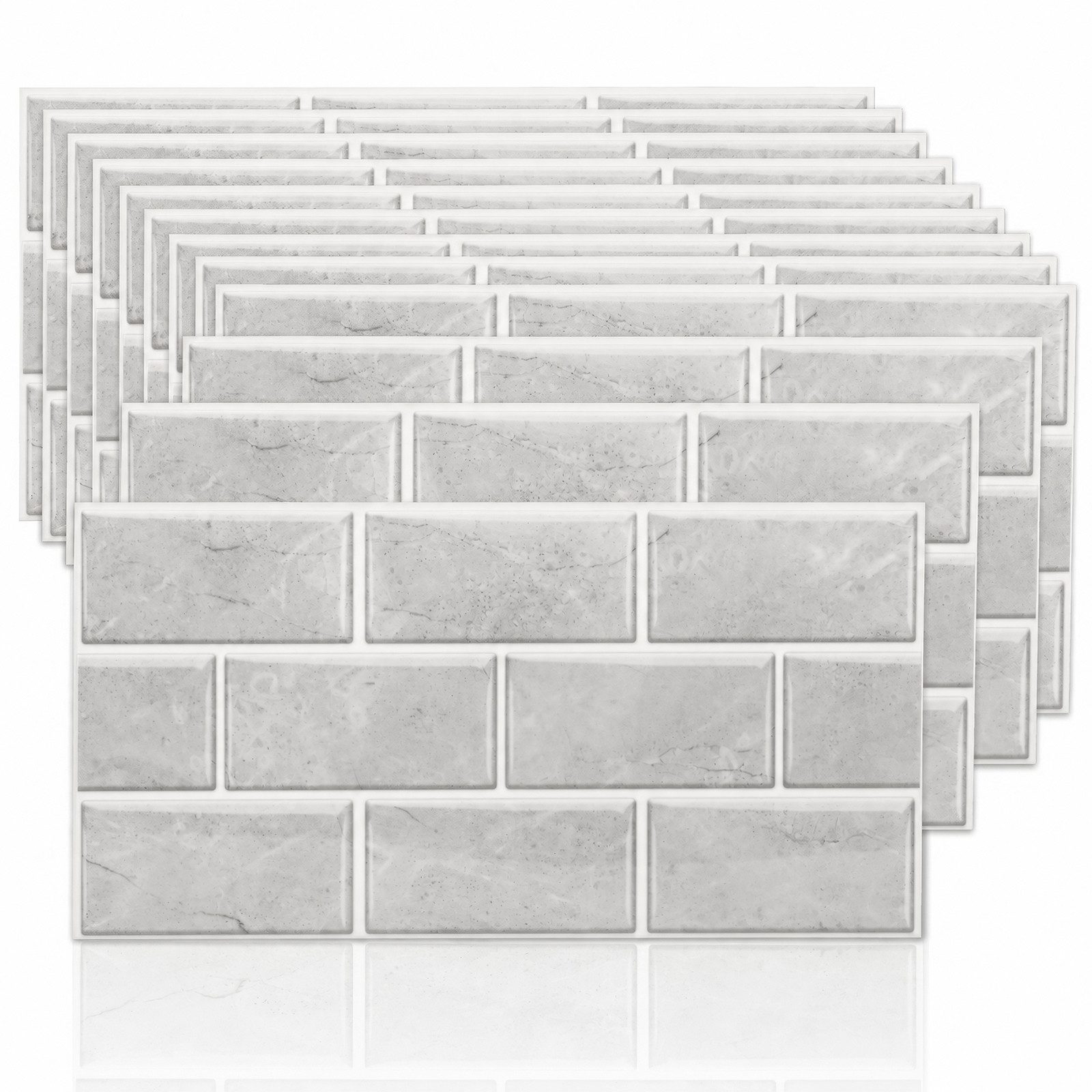 LEMLIT Fliesenaufkleber Klebefliesen Küche Bad Küchenrückwand Selbstklebend Fliesen 12 Stück (12er Set, 12 St., 30 x 15 cm), Klebefolie Kueche Badezimmer Wand Fliesenwand Aufkleber