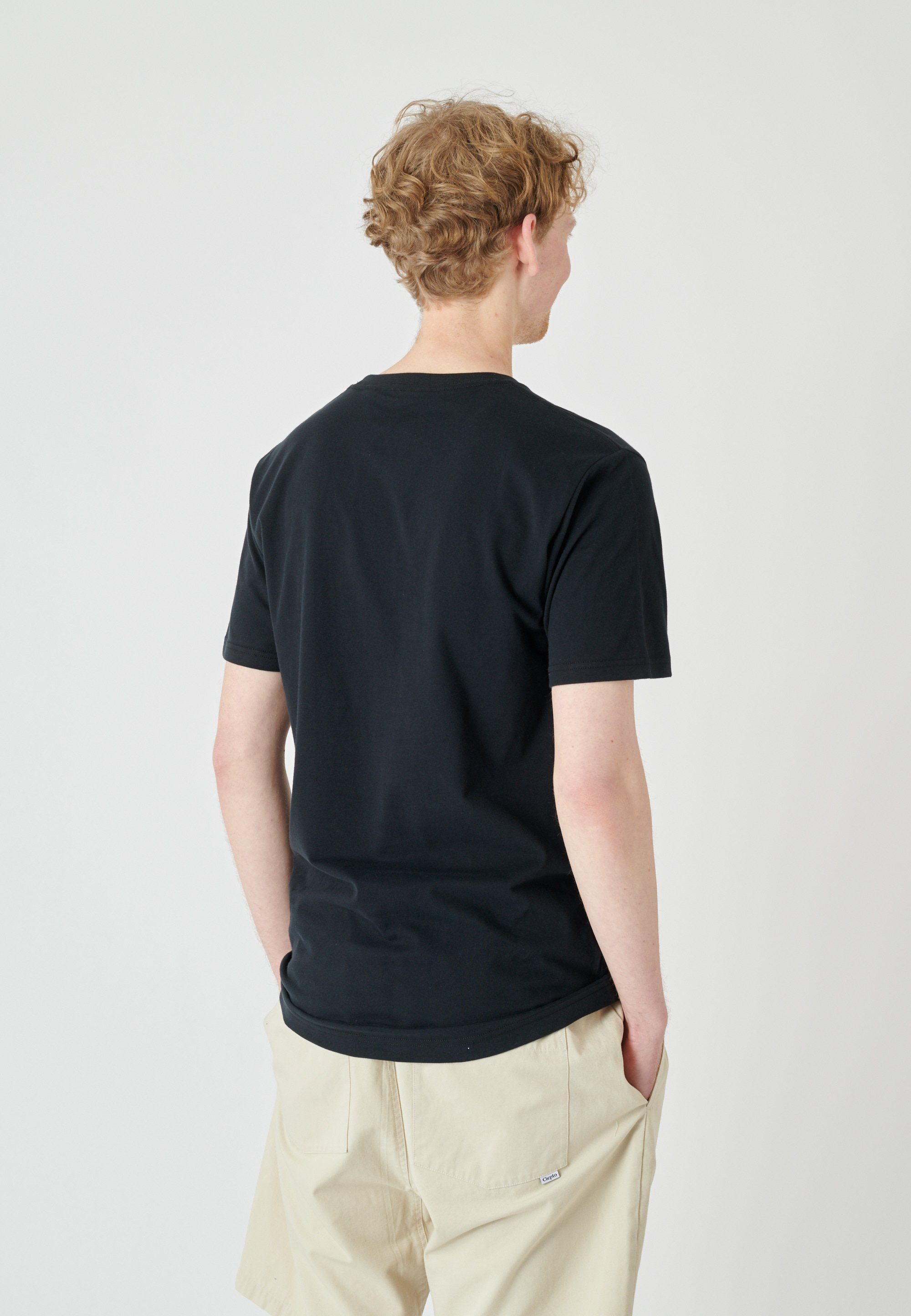 (1-tlg) Cleptomanicx T-Shirt kleiner mit grau-blau Regular Ligull Logo-Stickerei