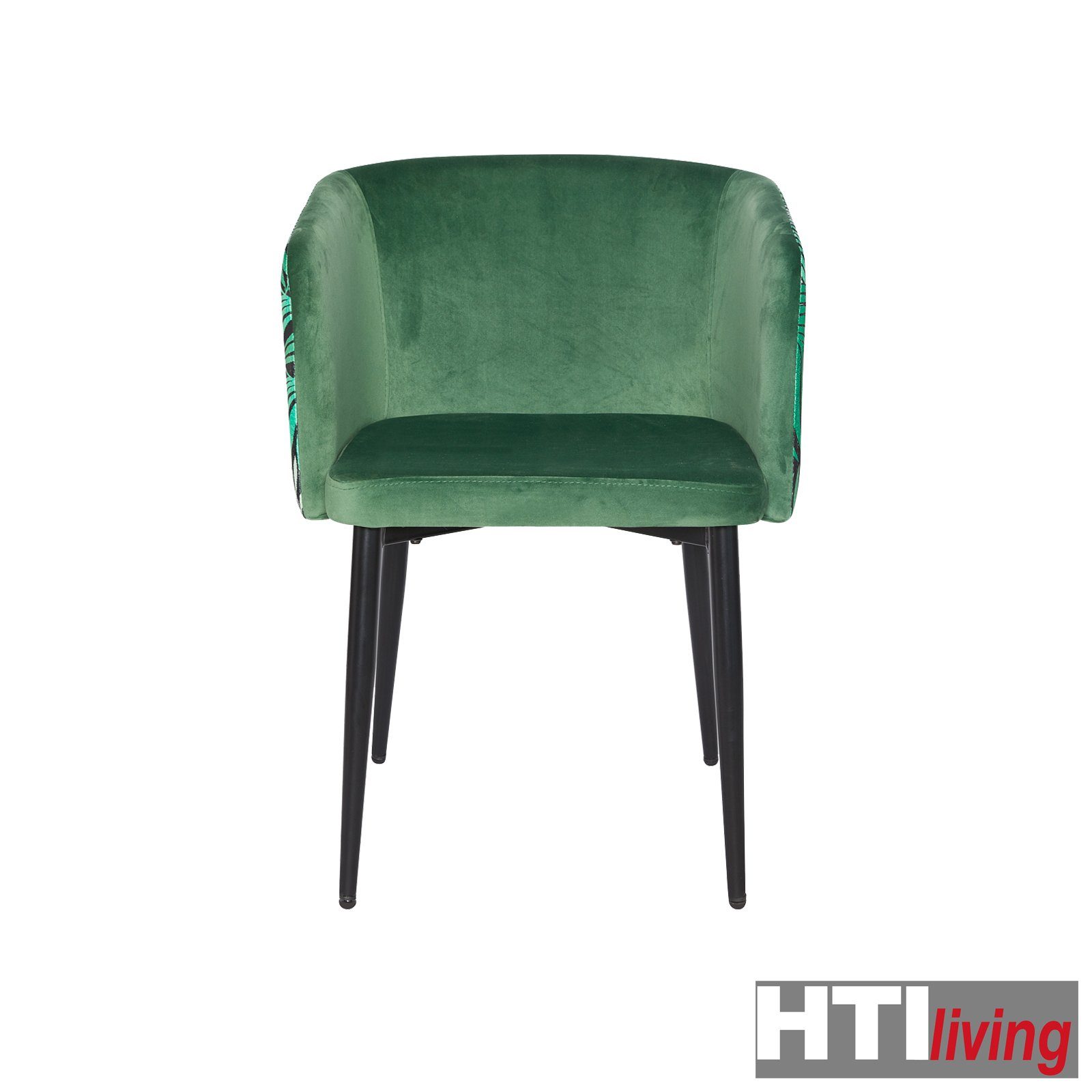 Armlehnenstuhl Samt (Einzelstuhl, HTI-Living Stuhl Esszimmerstuhl Muster Esszimmerstuhl Destin St), Grün Leaf 1