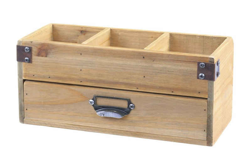 Chic Antique Holzkiste Kasten Schachtel Box Kiste Holz mit 3 Fächer 1 Schublade Chic Antique