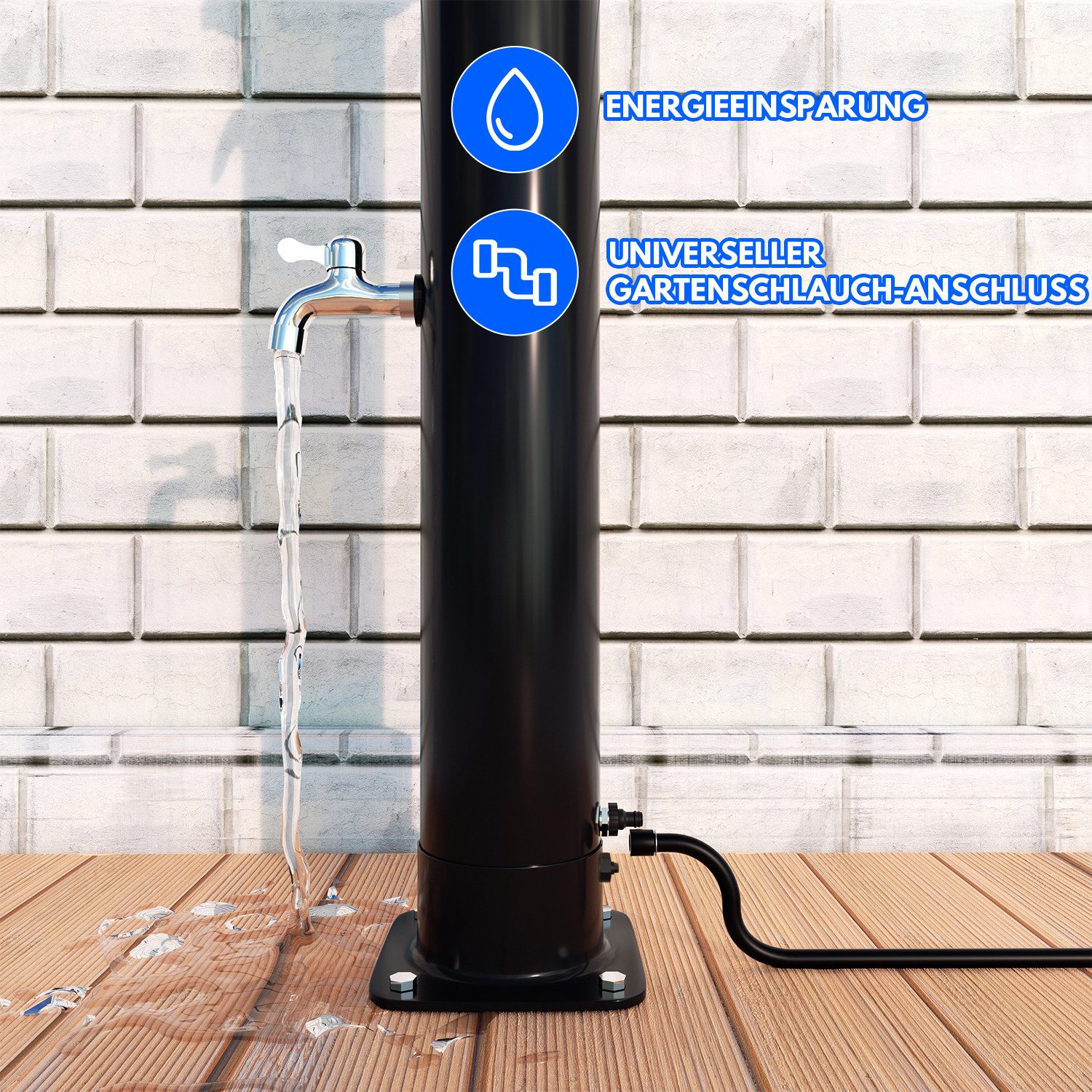 Clanmacy Gartendusche Solardusche 35L mit Fußstempel Schutzhaube Gartendusche Solar (1 St)