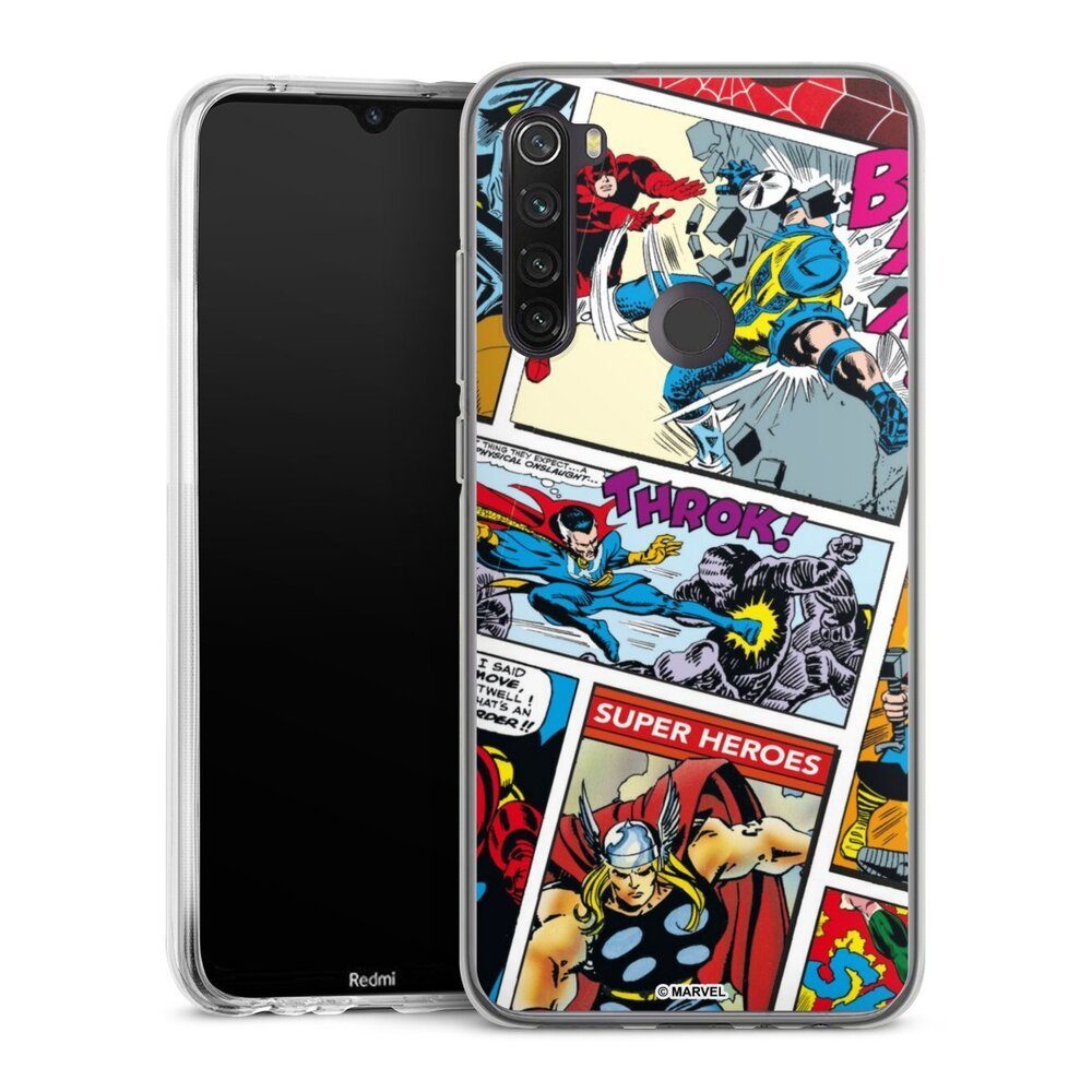DeinDesign Handyhülle Marvel Retro Comic Blue, Xiaomi Redmi Note 8T Silikon Hülle Bumper Case Handy Schutzhülle