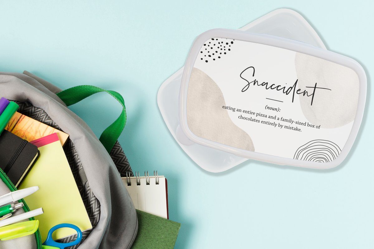 für Snaccident Wörterbuch und Sprichwörter Zitate Brotdose, und Kinder - Kunststoff, (2-tlg), - Jungs weiß für Mädchen - Lunchbox Snaccident, Erwachsene, - MuchoWow Brotbox