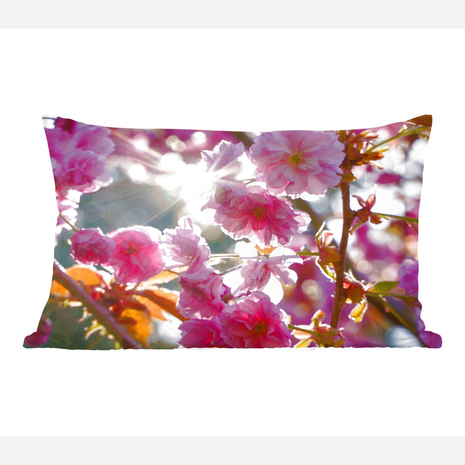 MuchoWow Dekokissen Sakura - Sonne - Frühling, Wohzimmer Dekoration, Zierkissen, Dekokissen mit Füllung, Schlafzimmer